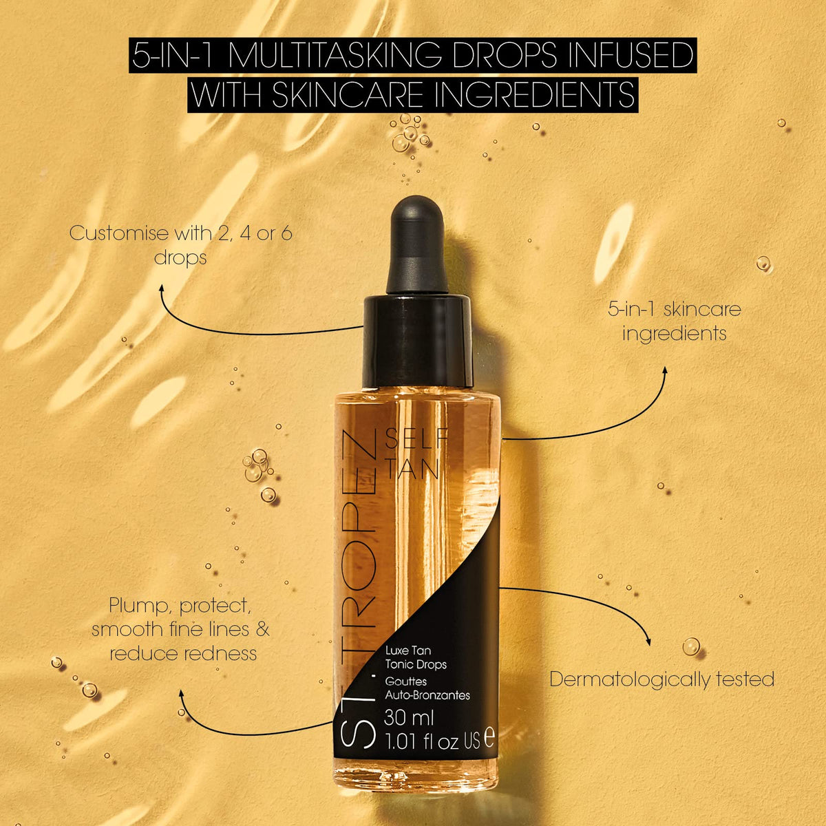 St Tropez Luxe Tan Tonic Glow Drops 5 in 1 Face Self Tanning - St.Tropez Official Imagery - 3