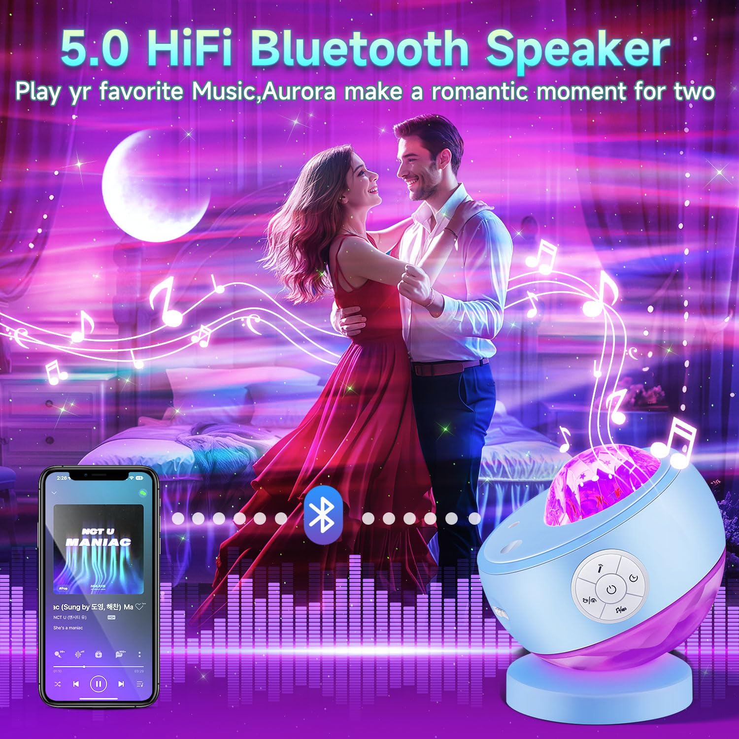 Staryou Iceberg Northern Lights Projector, Blue Galaxy Projector by Staryou - Angle View 6