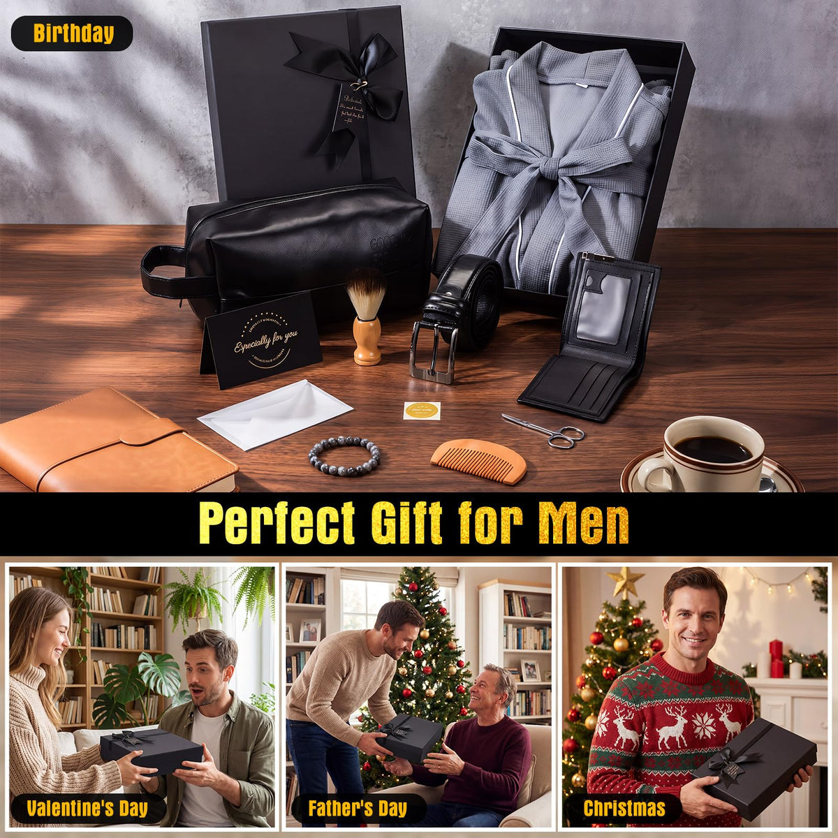 Shyyween 10 Pcs Birthday Gifts Baskets for Men Beard Care - Shyyween Official Imagery - 4