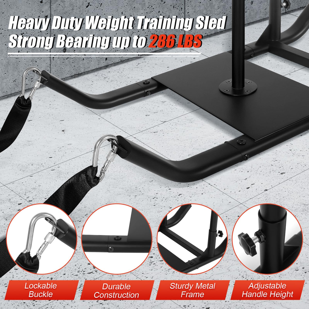 GDFISH Large Weight Sled Adjustable Height Handle Push Sleds - GADFISH Official Imagery - 6