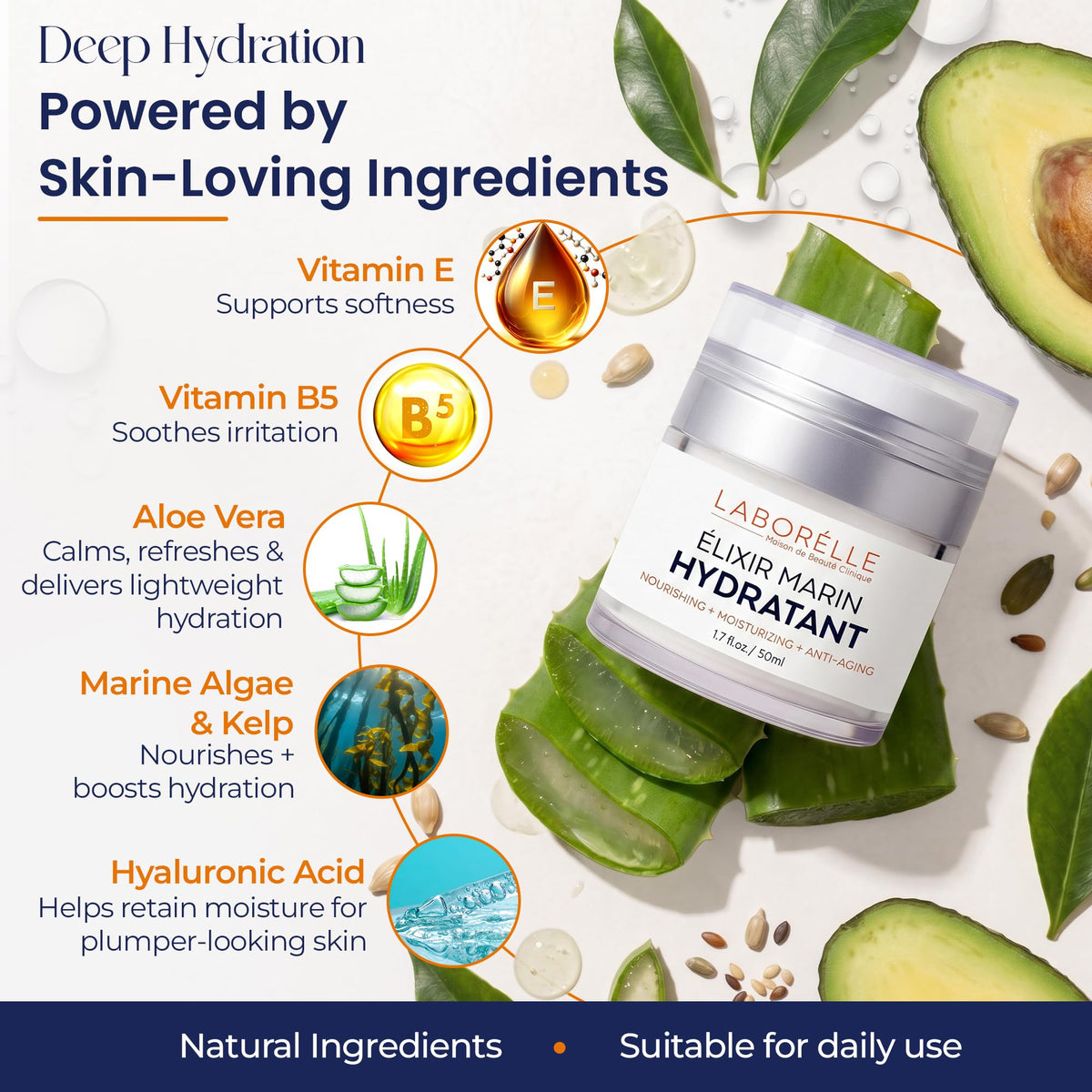 Hyaluronic Acid Face Moisturizer Deep Hydration Cream with - Laborélle Official Imagery - 3