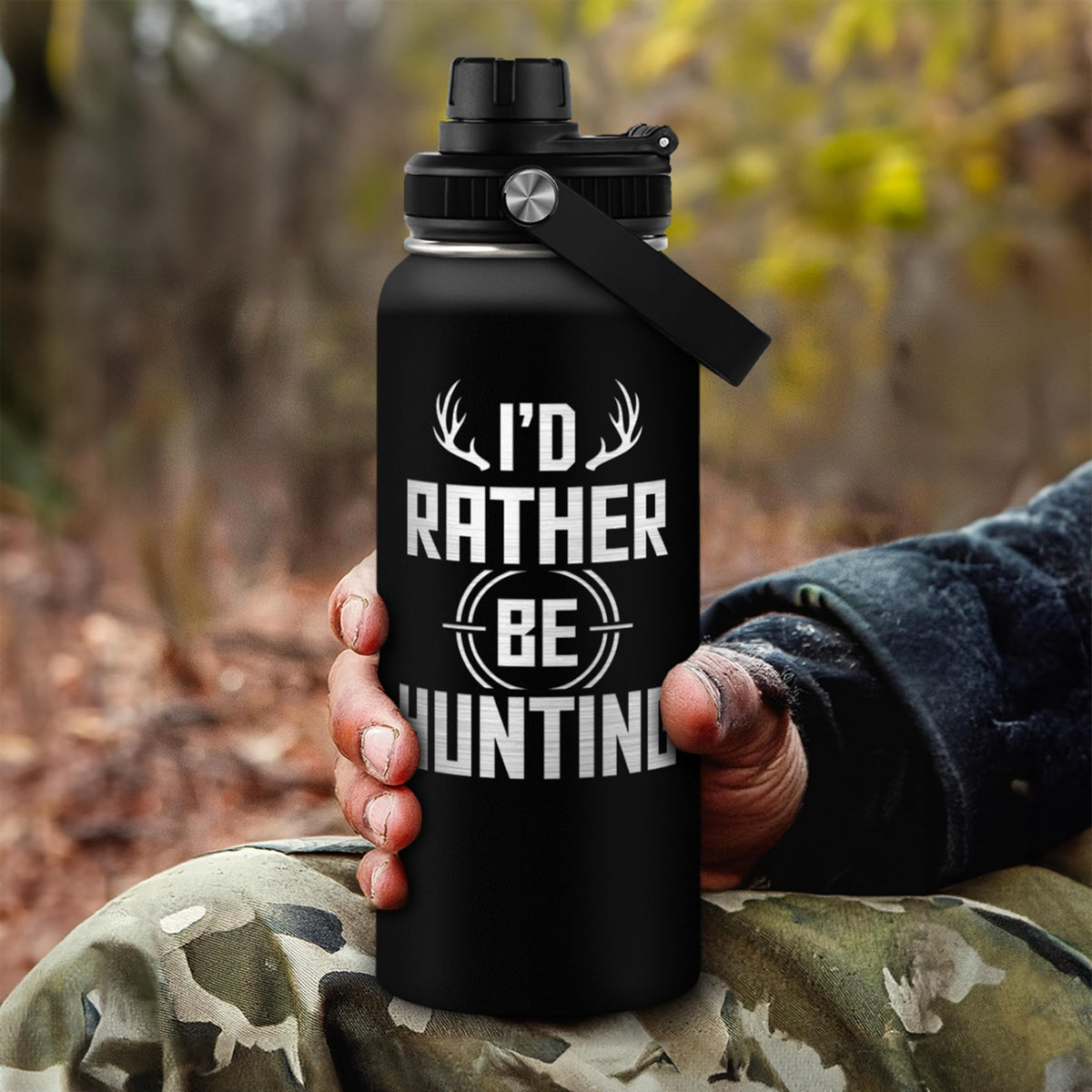 I d Rather Be Hunting Stainless Steel Insulated Bottle - SANDJEST Official Imagery - 3