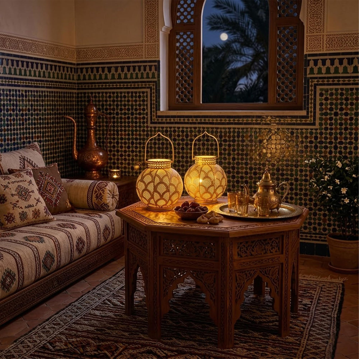 TRIROCKS Set of 2 Moroccan Style Metal Table Lamp 7 High - TRIROCKS Official Imagery - 7