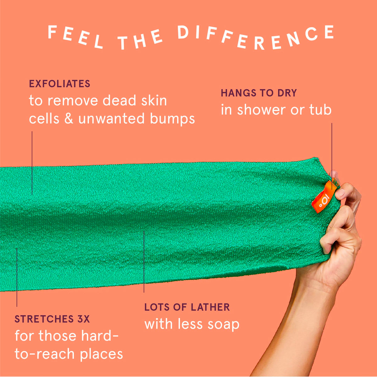 Cleanlogic Exfoliating Stretch Bath and Shower Cloth - Cleanlogic Official Imagery - 3