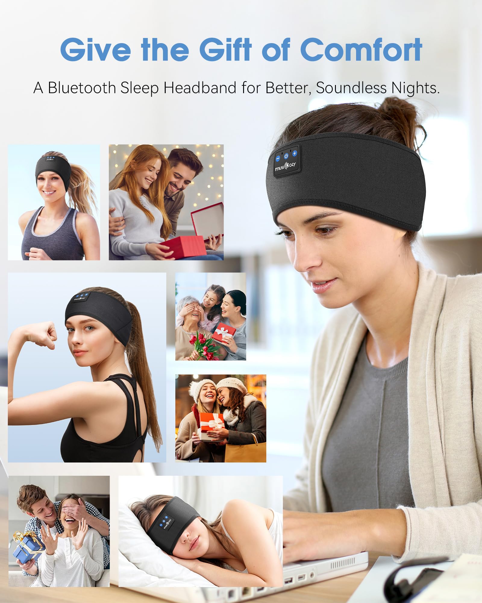 MUSICOZY Sleep Headphones Bluetooth Headband Headphones for Side Sleepers - MUSICOZY Official Product View 6
