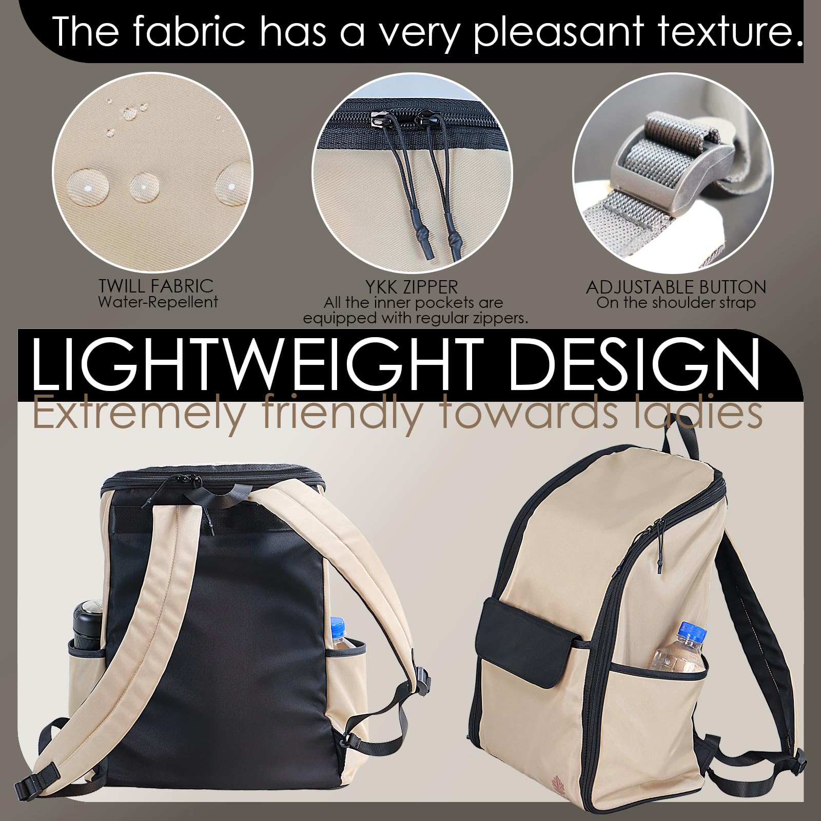 AUTUMN SENCE khaki travel laptop backpack with large hanging toiletry organizer and water-repellent hygiene bag for outdoor use