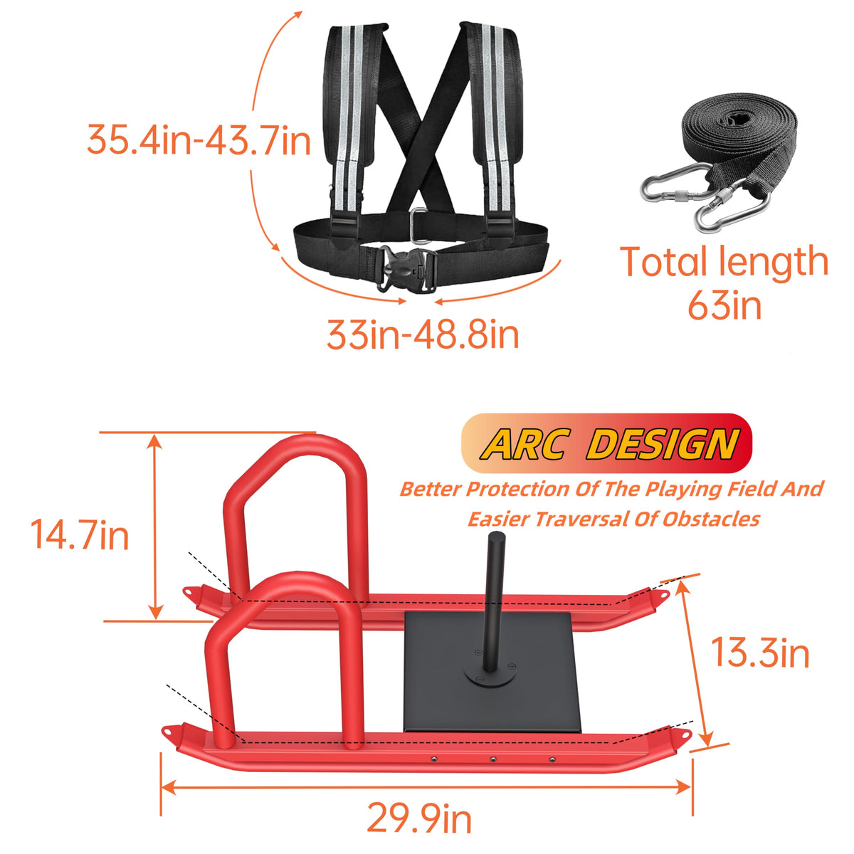 Heavy Duty Push Pull Weight Sled with Harness for Speed - HWOOUSA Official Imagery - 4