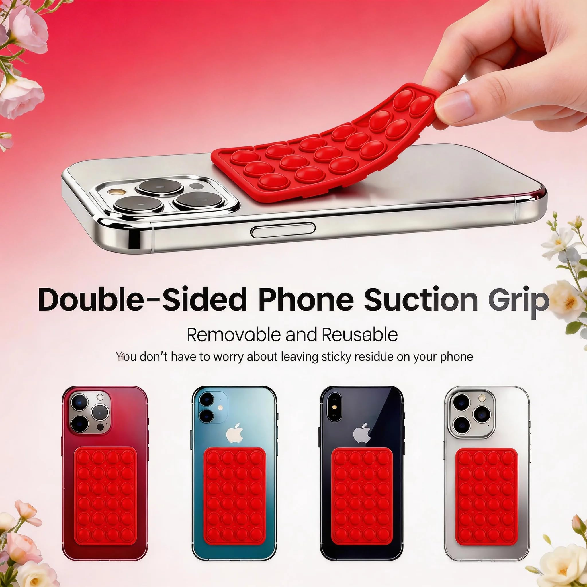 VEADOOLLY Red OCTO-Buddy Double Sided Silicone Suction Phone Case Moun - View 6