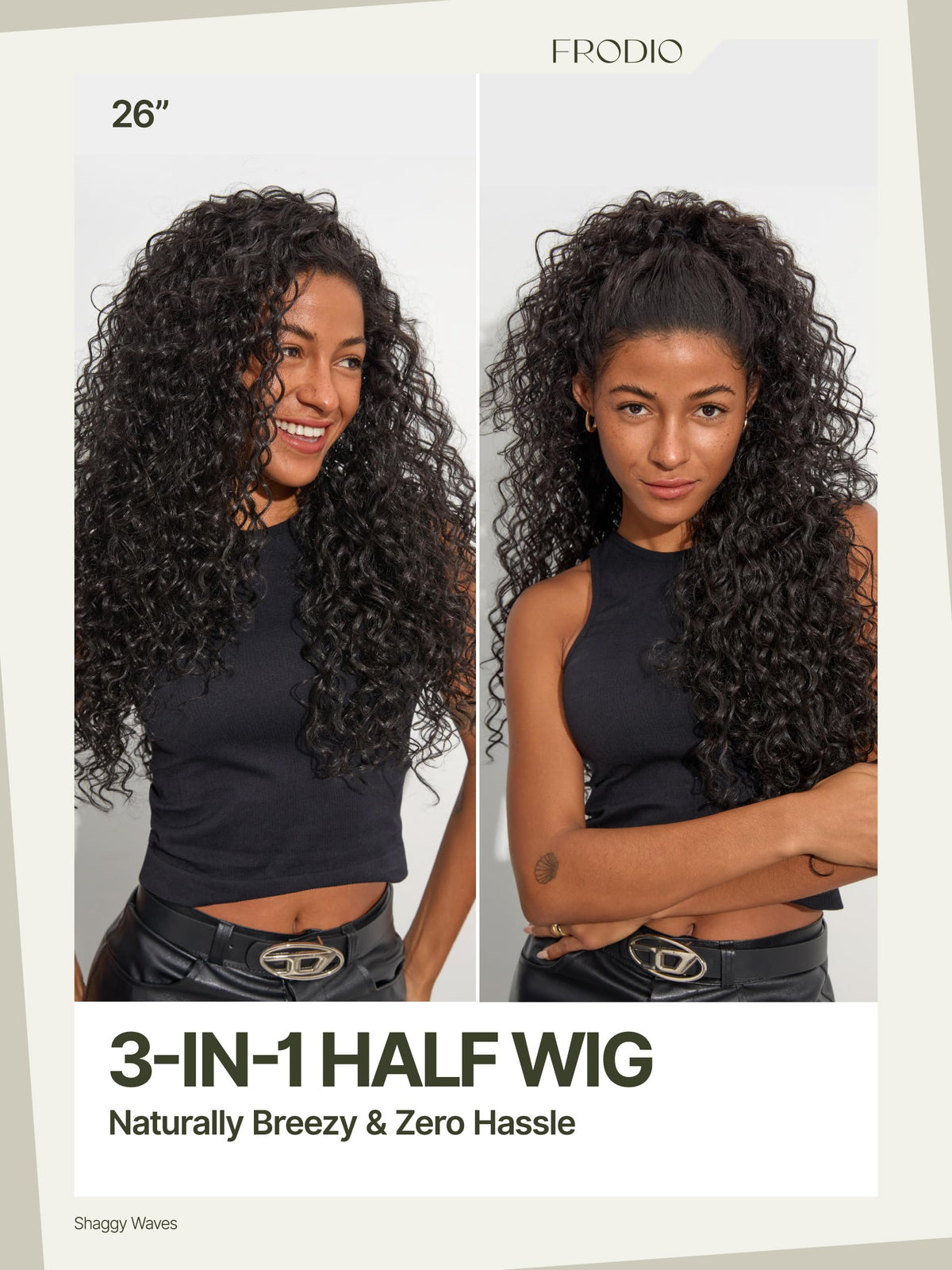 Curly Half Wig 26 Inches Veralux Fiber Blend Human Hair - Frodio Official Imagery - 4
