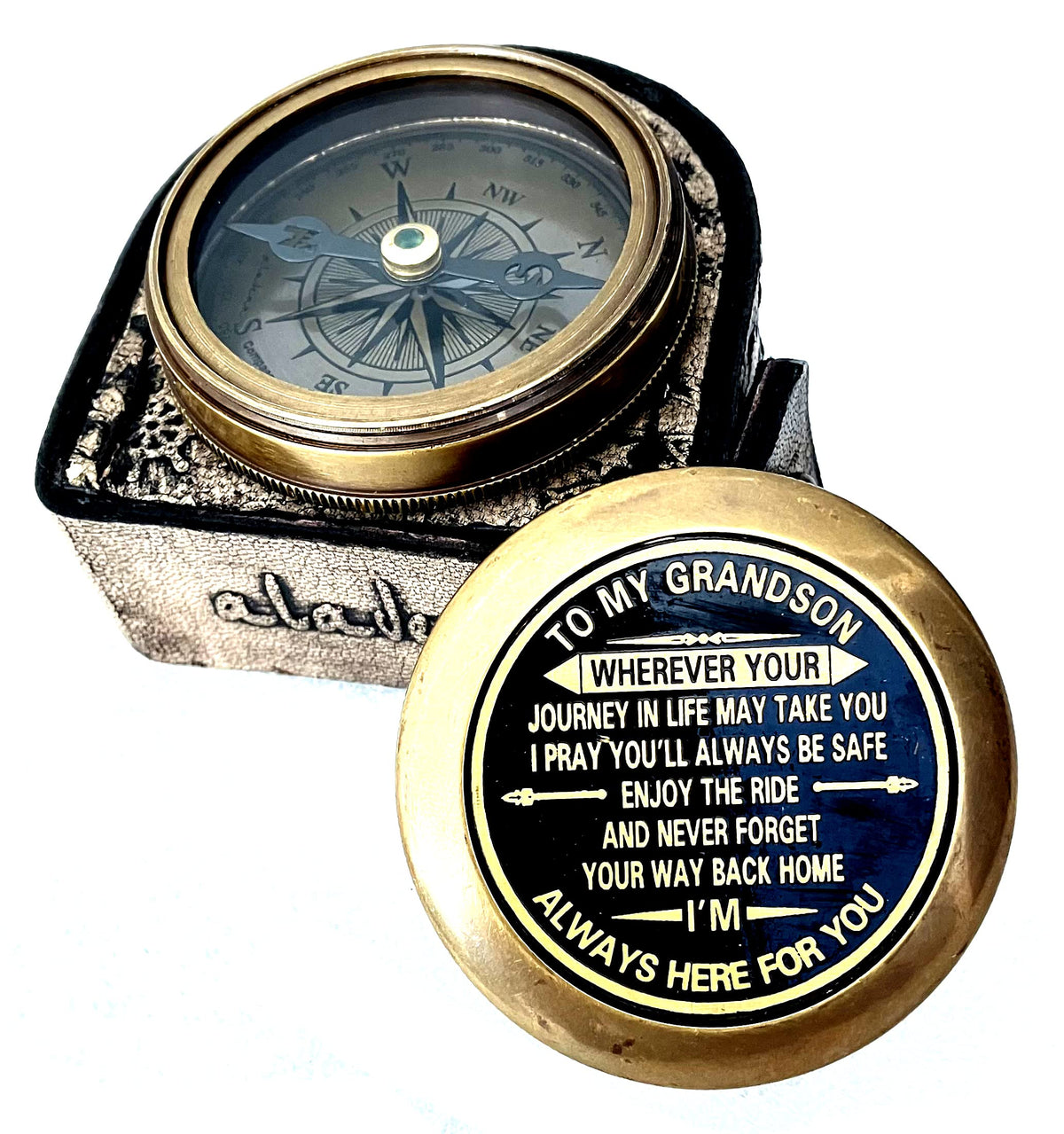 Gift for Grandson Brass Compass Engraved Quote - ALADEAN Official Imagery - 6