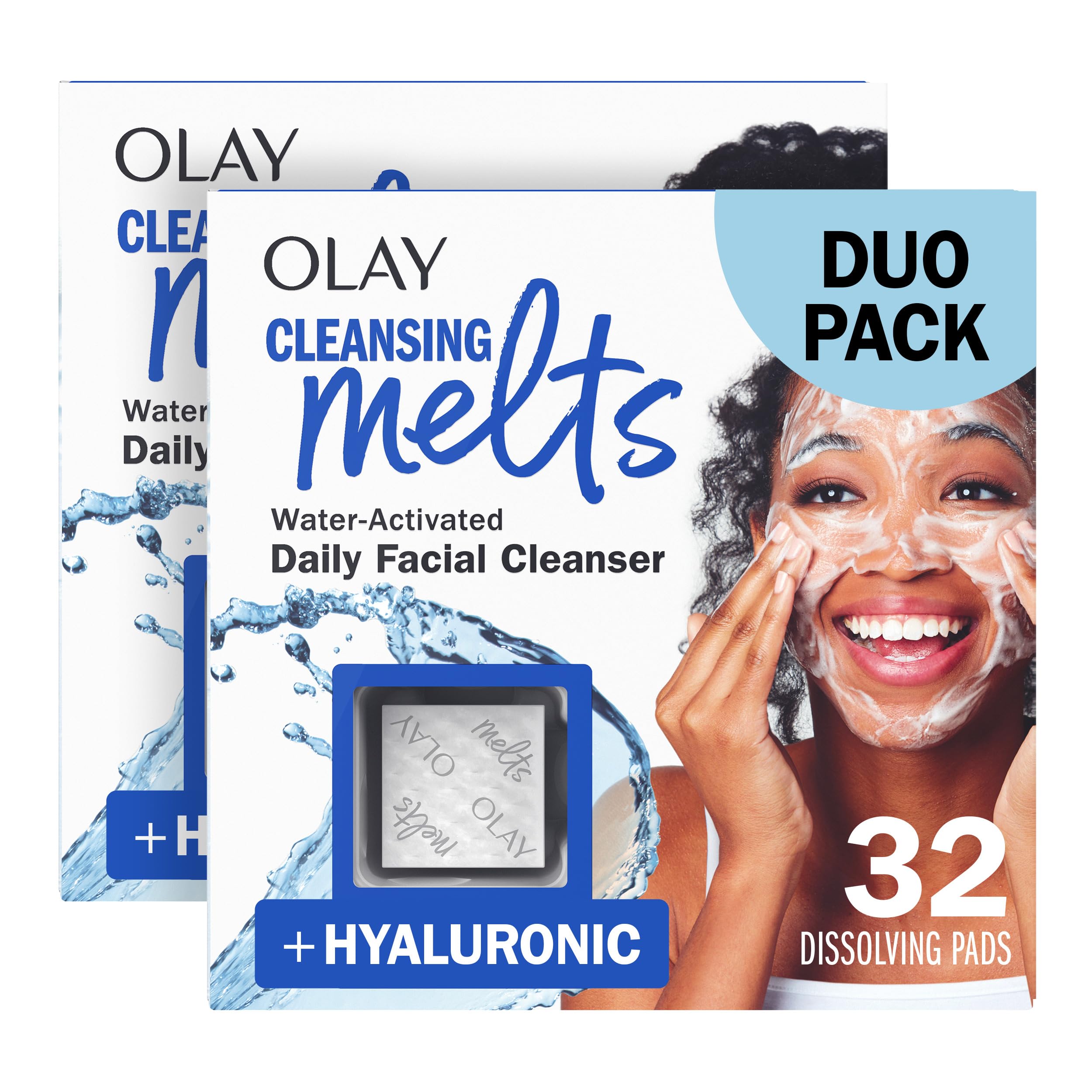 Olay Face Wash, Hyaluronic Acid Cleansing Melts, Fragrance-Free, - Product Imagery