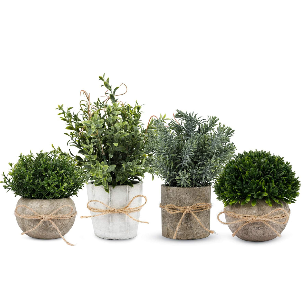 4 Pack Small Fake Plants in White Pulp Pot for Home Decor - PENGYEE Official Imagery - 1