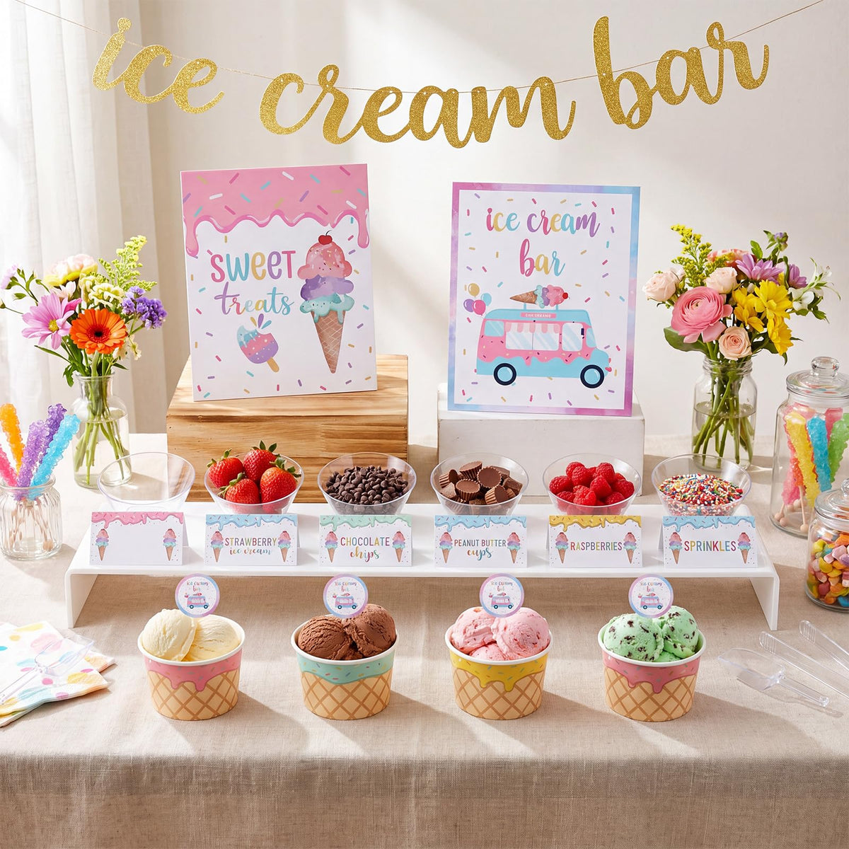 Hushee 115 Pcs Ice Cream Bar Supplies Kit Ice Cream Party - Hushee Official Imagery - 8
