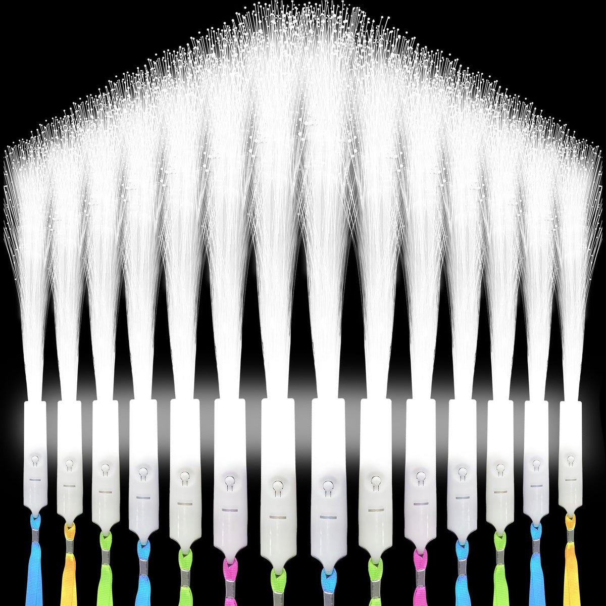 SHQDD 48 PCS White Fiber Optic Wands Neon Party Supplies LED - SHQDD Official Imagery - 1