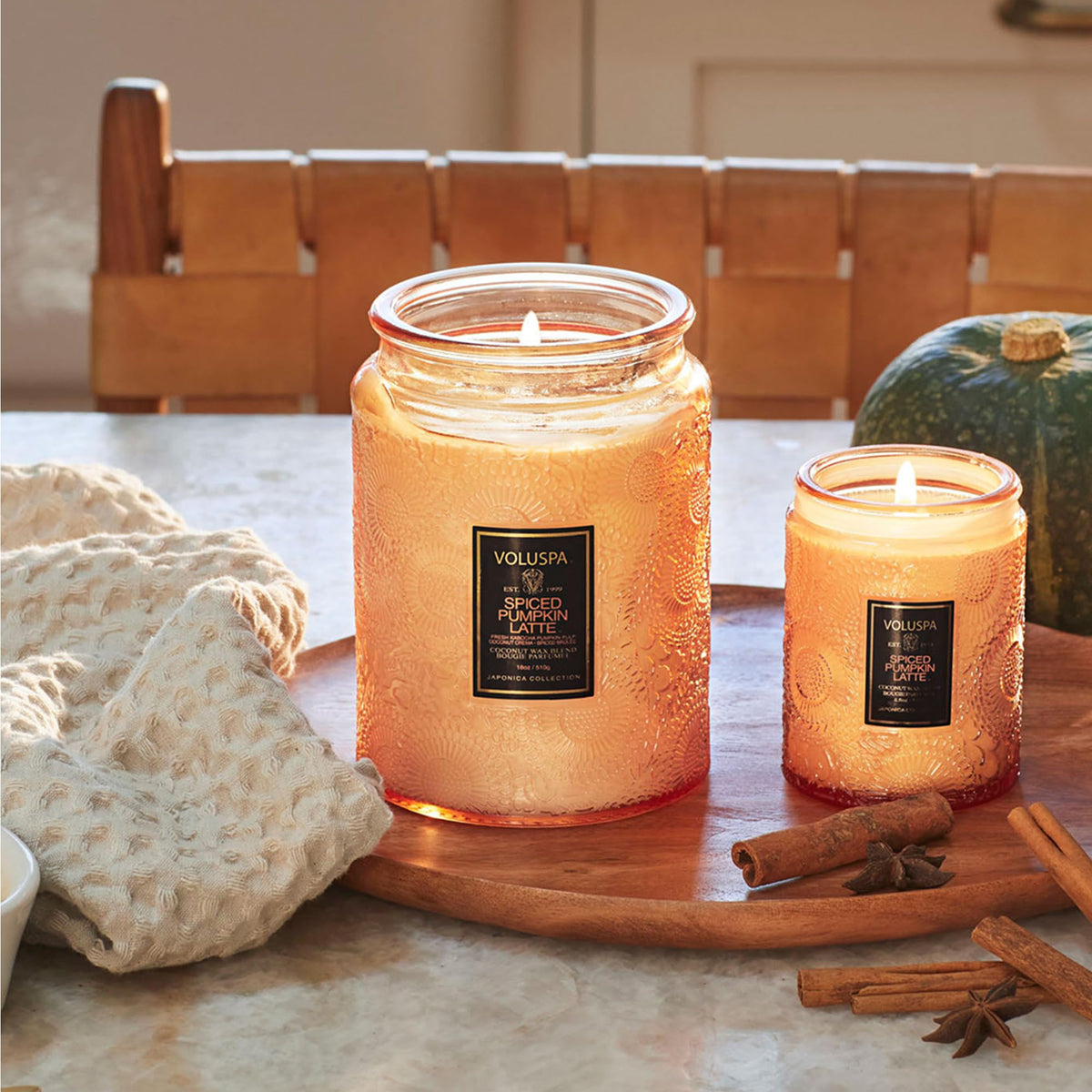 Voluspa Spiced Pumpkin Latte Large Scented Candle Jar 18 Oz - Premium Selection Official Imagery - 3