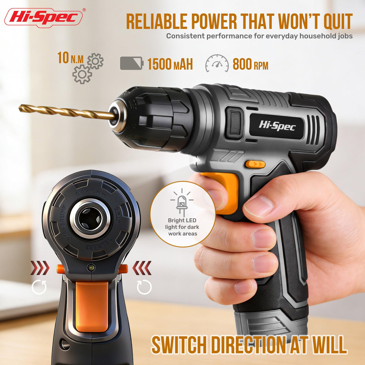 Hi Spec 8V Cordless Drill Set Household Tool Kit - Hi-Spec Official Imagery - 4