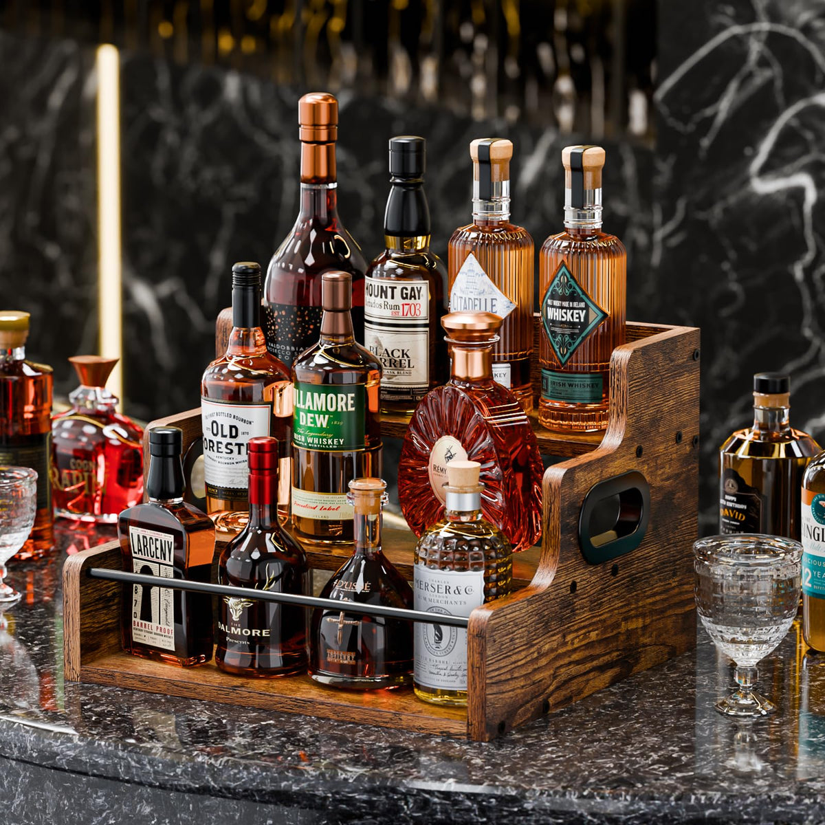 KLM Liquor Bottle Display Shelf Coffee Syrup Rack Organizer - KLM Official Imagery - 3