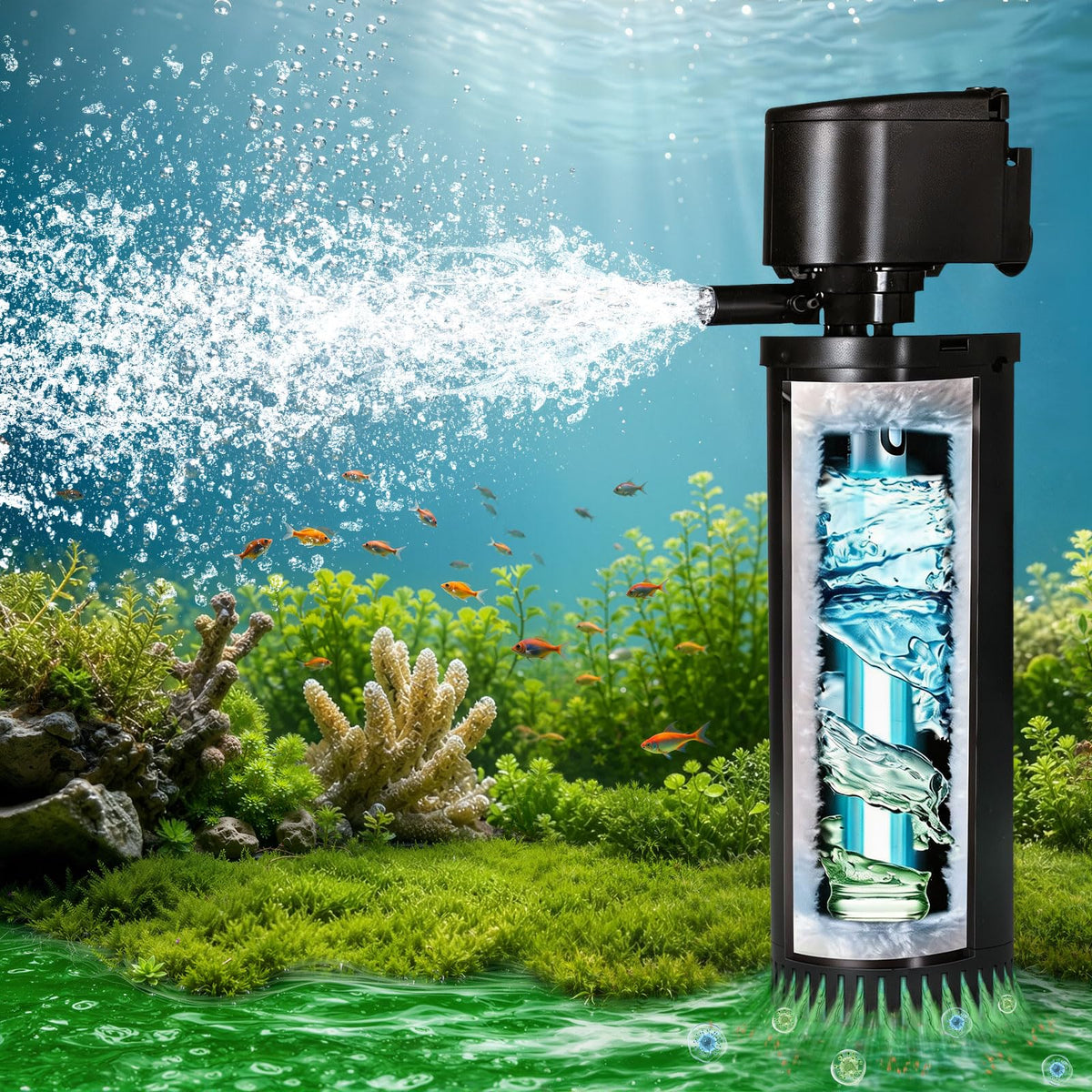 400GPH UV Aquarium Filter for 55 150 Gallon Fish Tank Algae - coospider-repta Official Imagery - 1