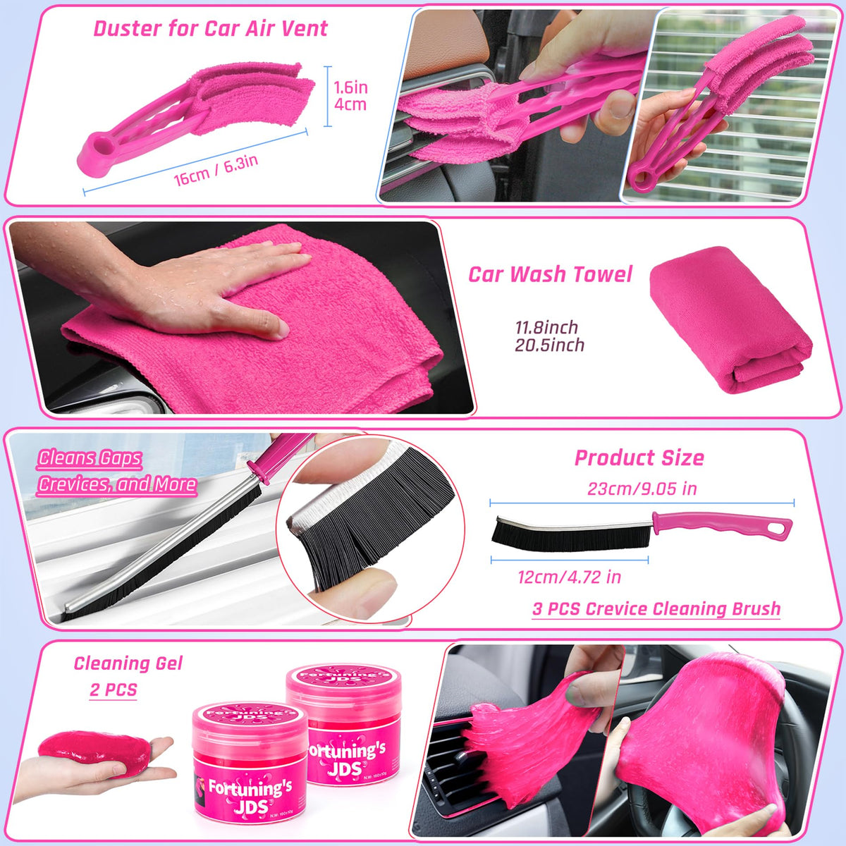 34PCS Car Detailing Brush Set Car Detailing Kit Car - Fortuning's JDS Official Imagery - 6
