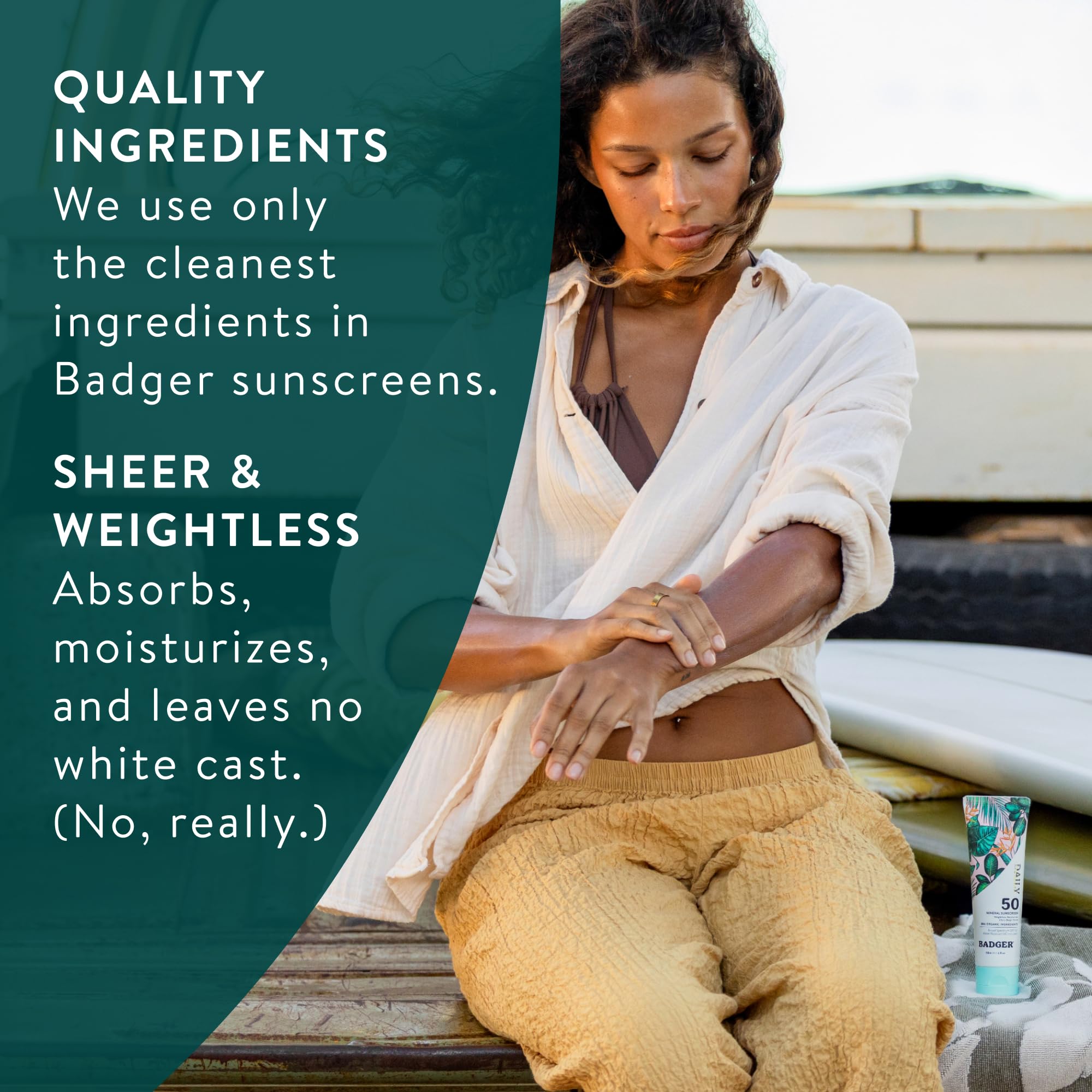 Badger SPF 50 Daily Mineral Sunscreen Sheer Zinc Oxide 4 fl - Badger Official Imagery - 8