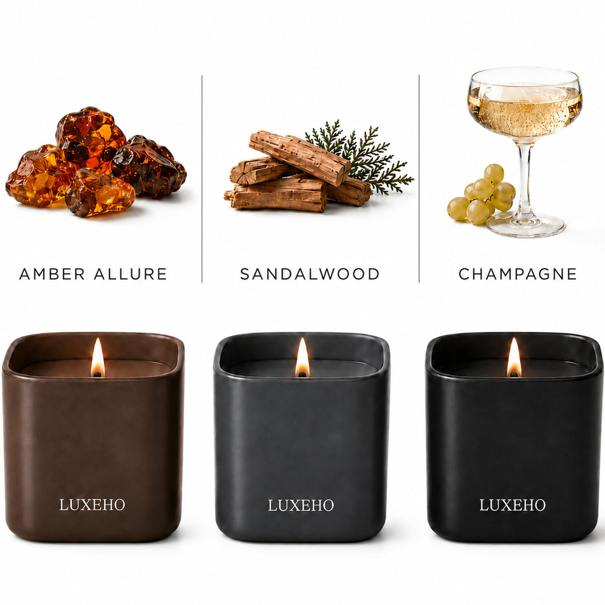Luxury Scented Candle Set 3 Pack - LUXEHO Official Imagery - 3