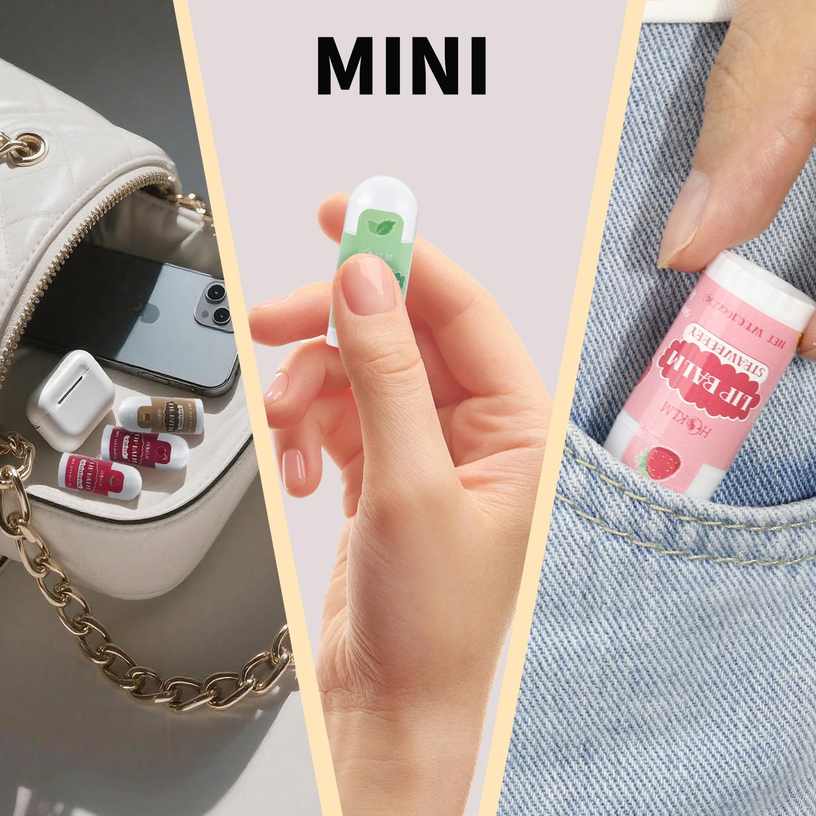 Mini Lip Balm 50 Pcs,Natural Lip Balms with Vitamin E and Coconut Oil - HCKLM Official Product View 6