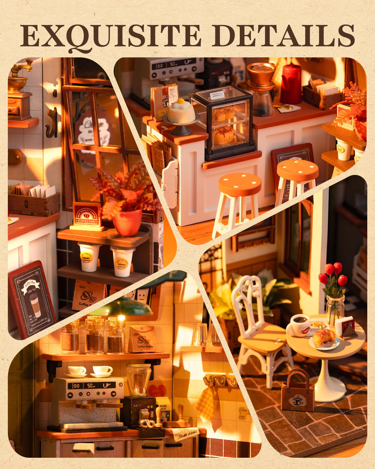 Rolife Coffee Shop DIY Miniature House Kit with LED Light - Rolife Official Imagery - 7
