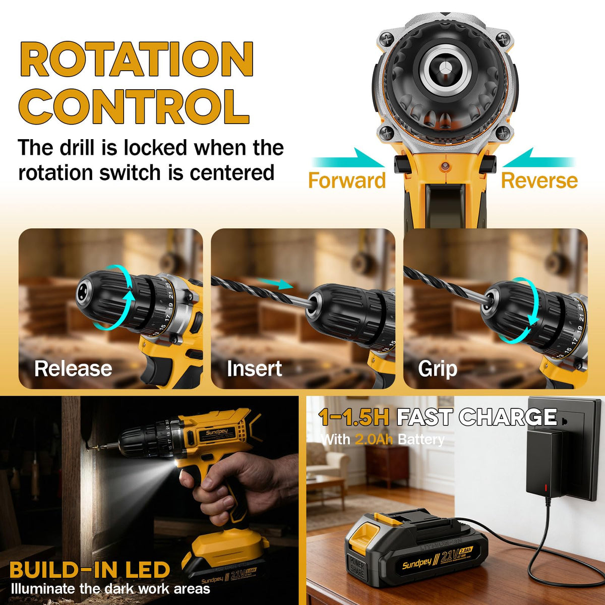 Sundpey 267 Pcs Tool Kit Set for Home with 21V Cordless - Sundpey Official Imagery - 6
