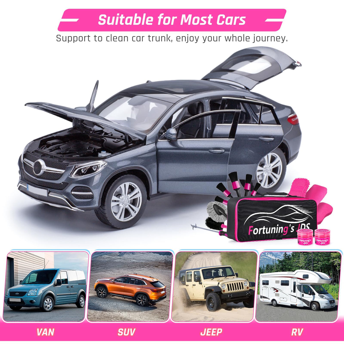 34PCS Car Detailing Brush Set Car Detailing Kit Car - Fortuning's JDS Official Imagery - 8