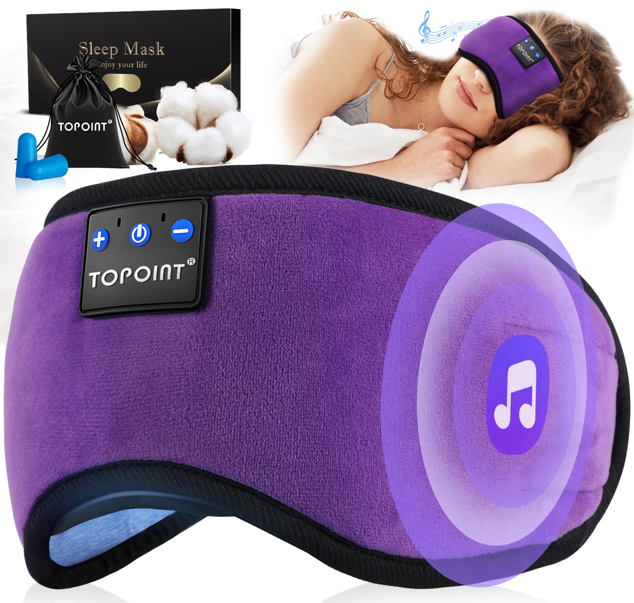 TOPOINT Sleep Mask with Headphones Bluetooth 5.4 Wireless, Sleep Headphone with - TOPOINT Official Product View 1