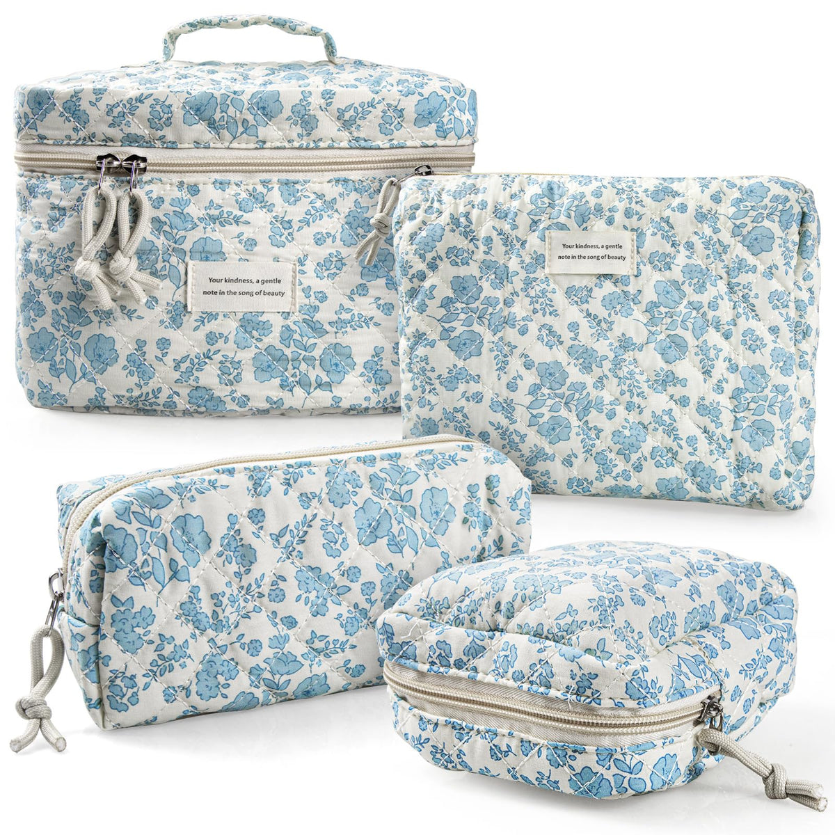 VIWIME Makeup Cosmetic Bag Large Cotton Quilted Travel - VIWIME Official Imagery - 2