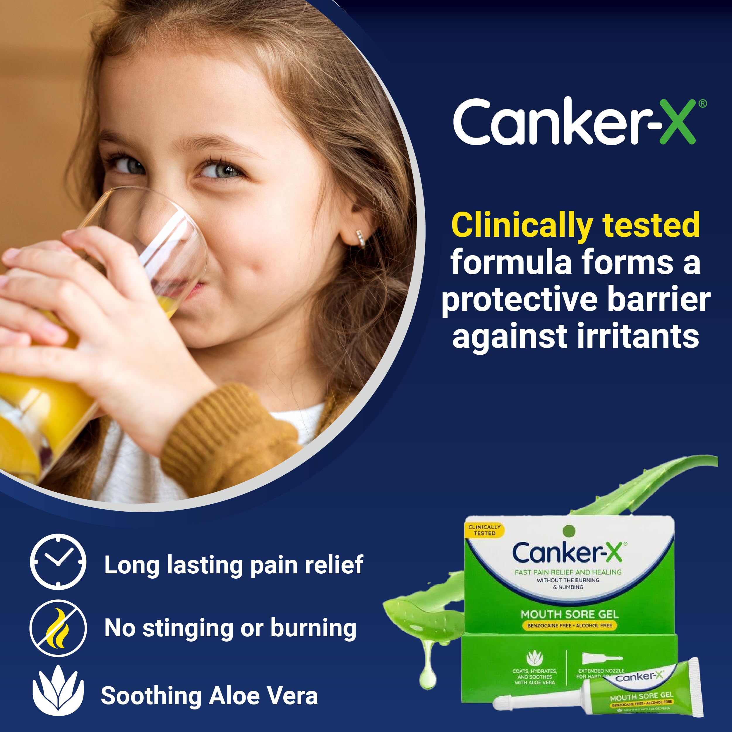 Canker-X Mouth Sore Gel | Benzocaine-Free Pain Relief 0.28 oz