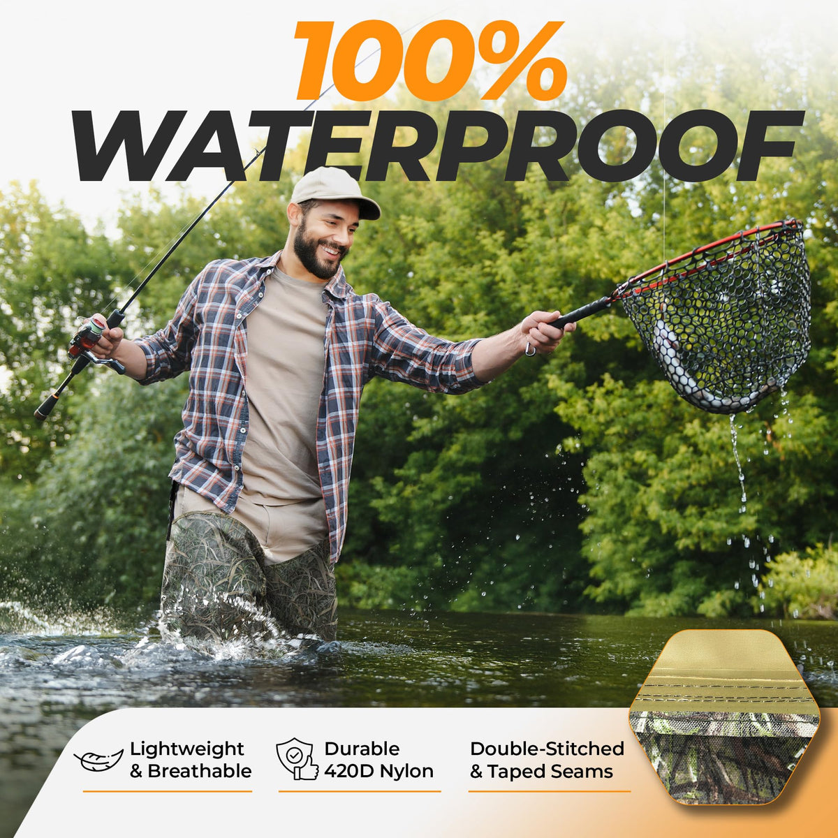 Foxelli Hip Waders Waterproof Camo Waders for Men Women with - Foxelli Official Imagery - 4