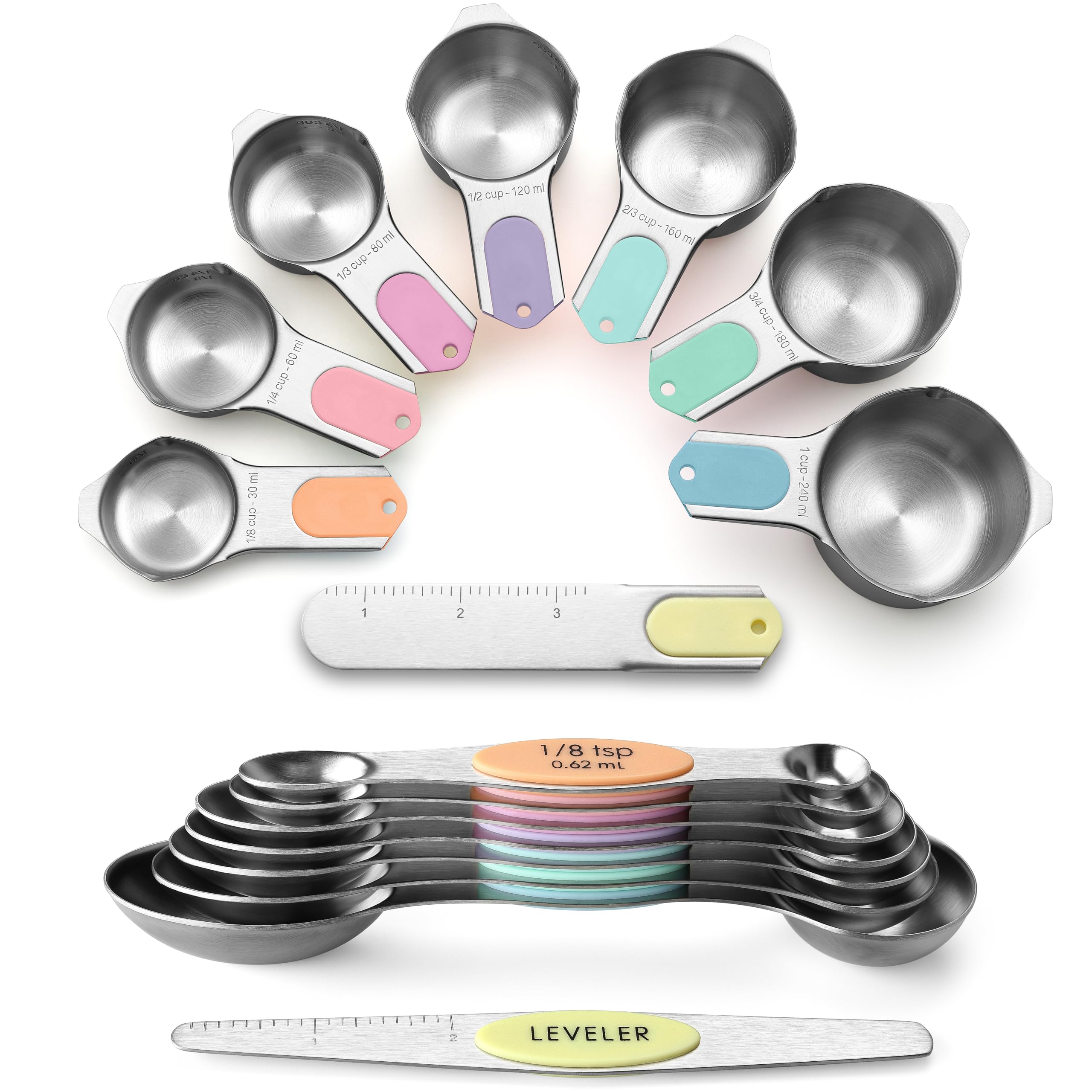 Spring Chef Magnetic Measuring Cups & Spoons Set of 15 with Level by Spring Chef - Angle View 10