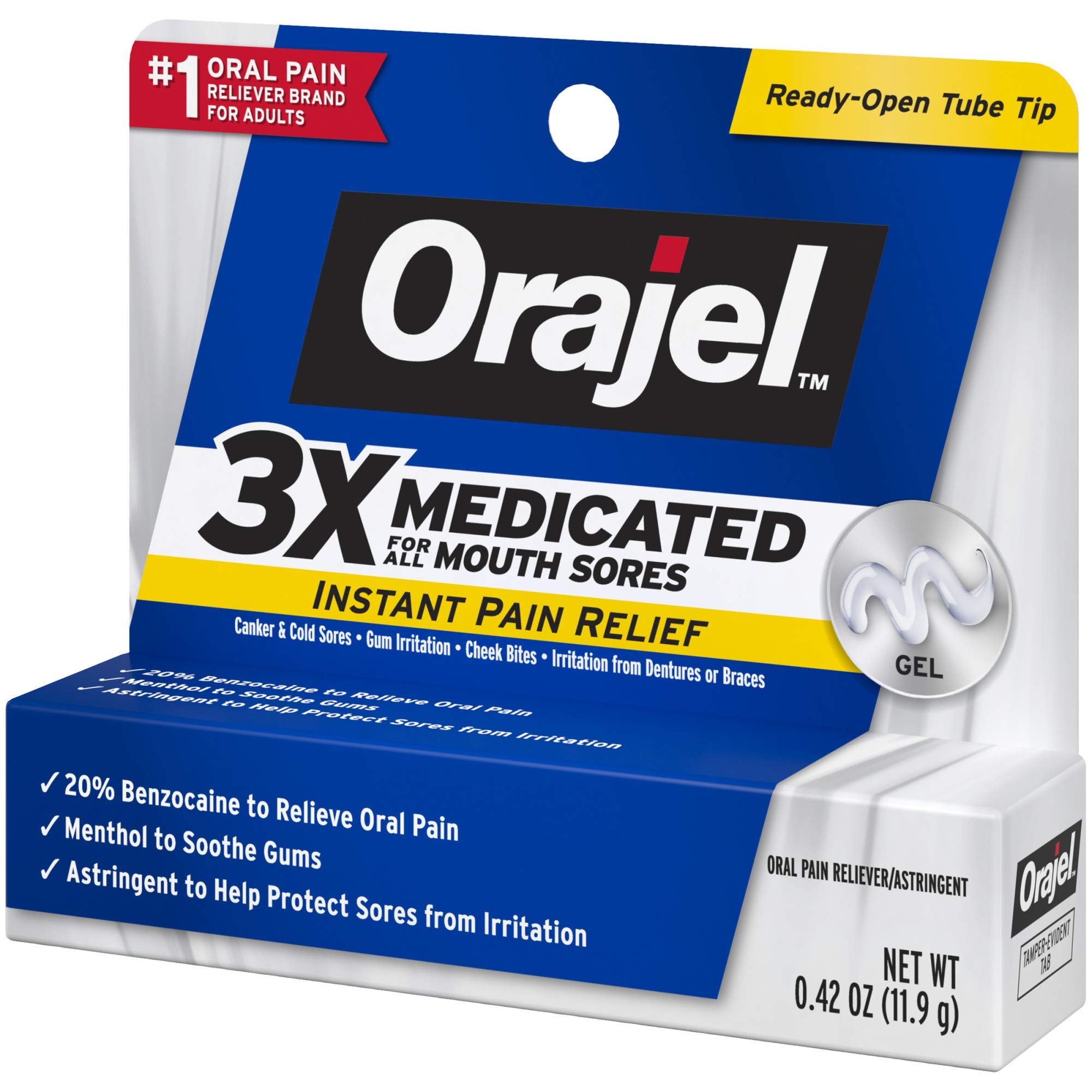 Orajel 3X Medicated Mouth Sore Gel Extra Strength 0.42 oz