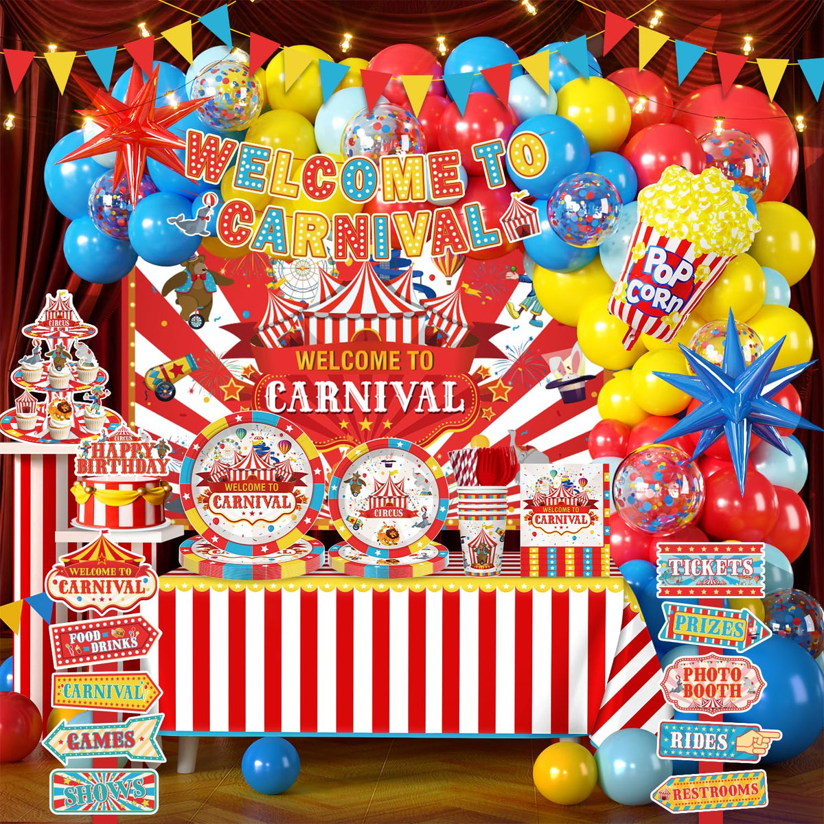 Cocomigo 302PCS Carnival Theme Party Decorations Circus - cocomigo Official Imagery - 1