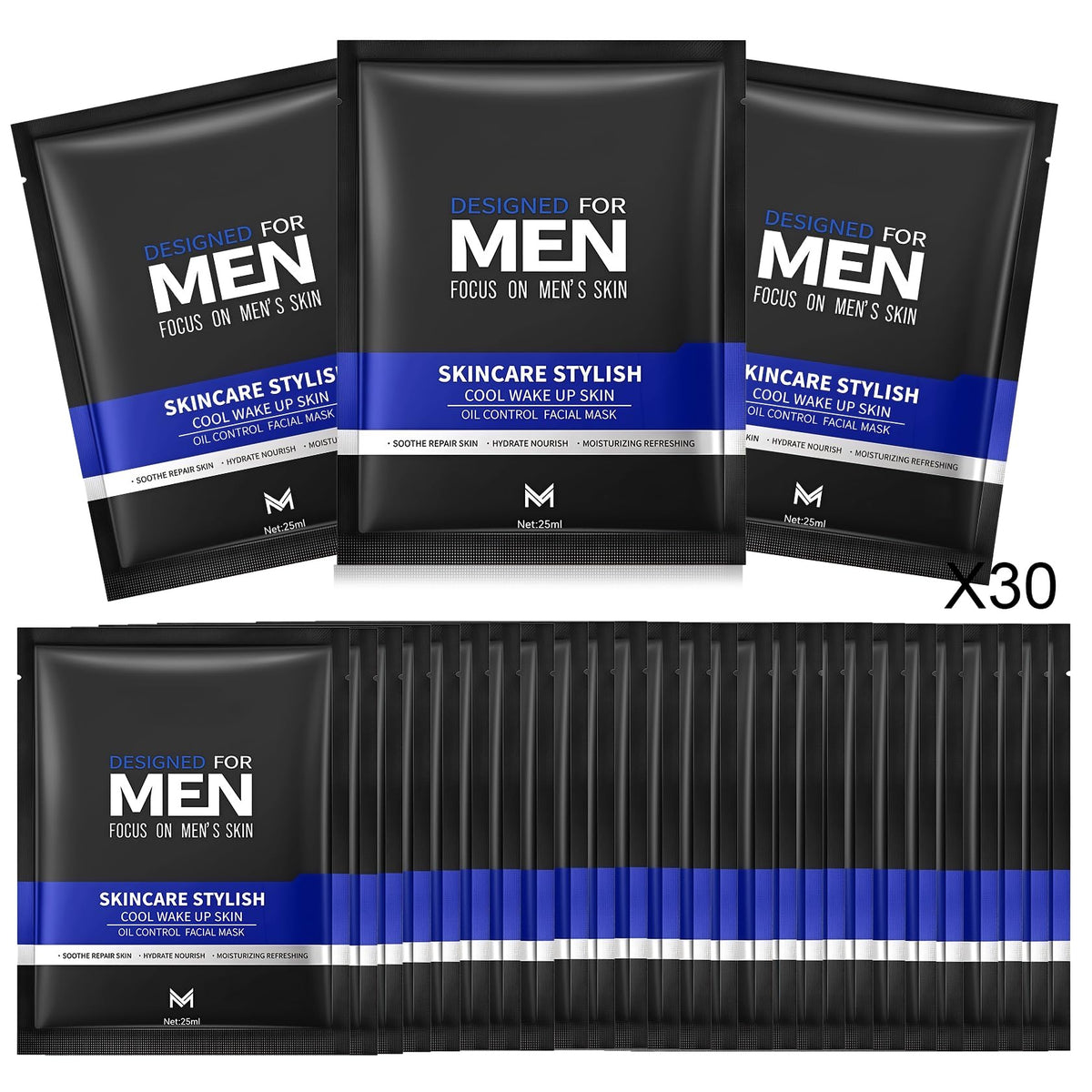 30PCS Mens Facial Sheet Mask Hydrating Face Masks Skincare - Fusang Official Imagery - 2