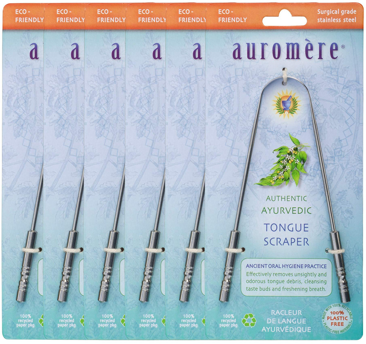 Auromere Stainless Steel Tongue Scraper Cleaner for Bad - Auromere Official Imagery - 1