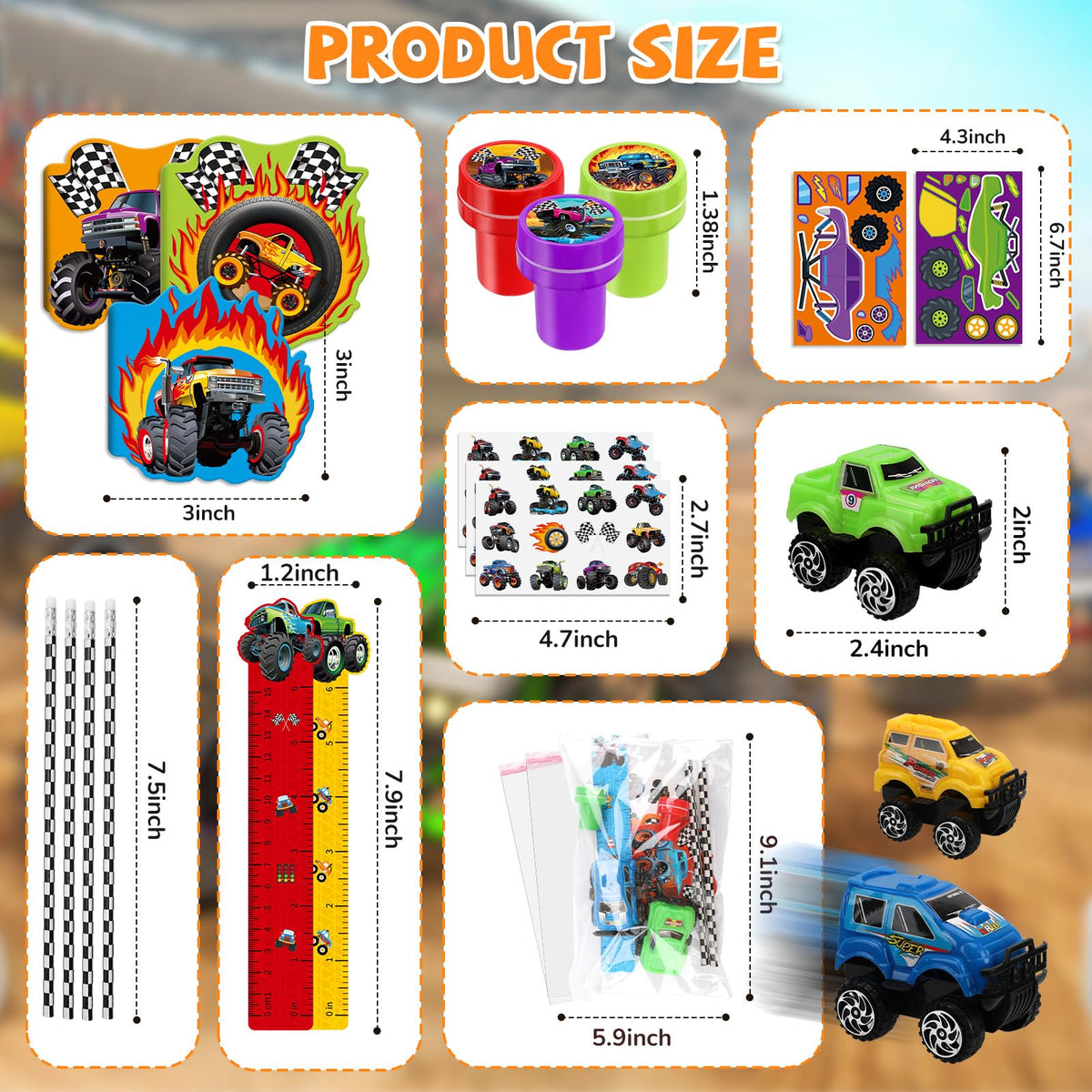 BenLouis 96Pcs Monster Truck Stationery Set Party Favors for - BenLouis Official Imagery - 5