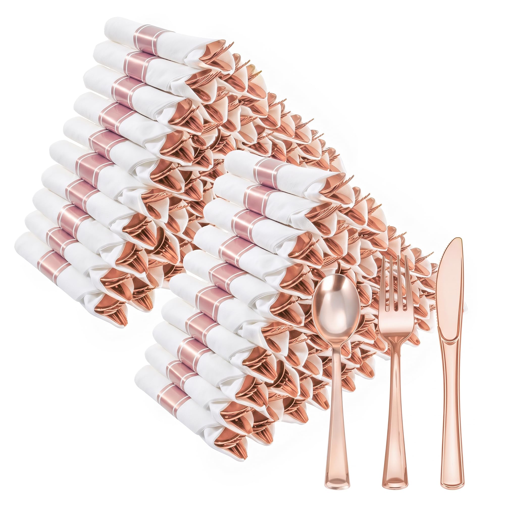 Goodluck 100 Pack Pre Rolled Silver Plastic Silverware, Wrapped C - Goodluck Official Product View 9
