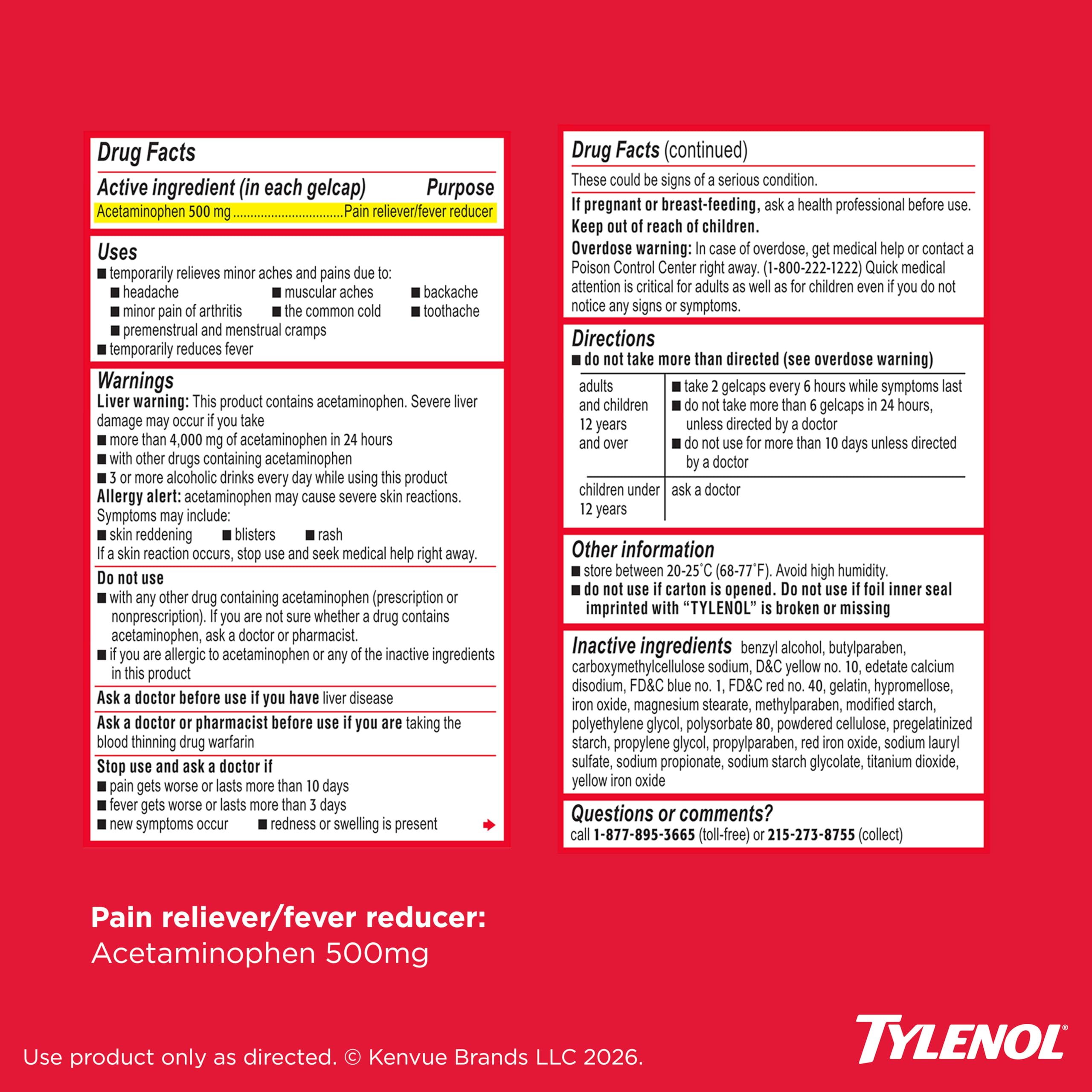 Tylenol Extra Strength Rapid Release Gels 500mg – 100 Ct