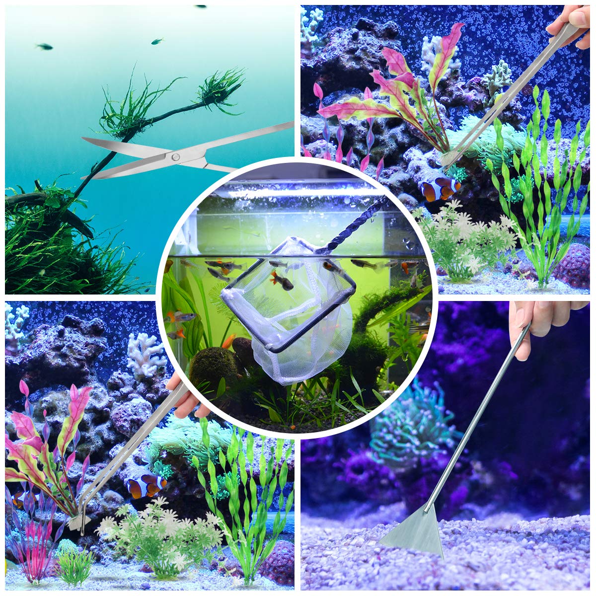Extra Long Aquarium Aquascaping Tools Kit 8 in 1 Liveek - Liveek Official Imagery - 8