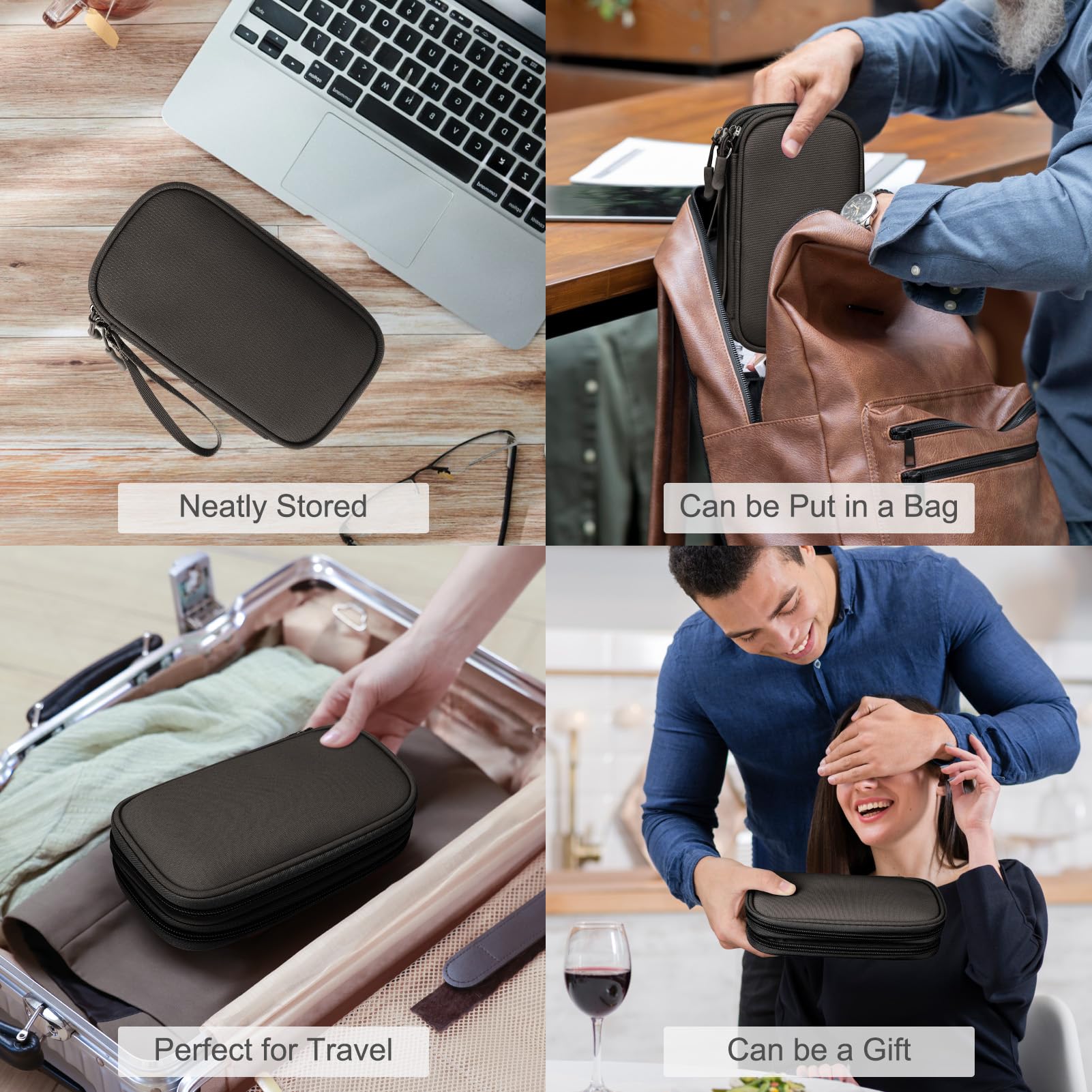 FYY Electronic Organizer, Travel Tech Pouch Bag, Cable Organizer Coffe - View 7