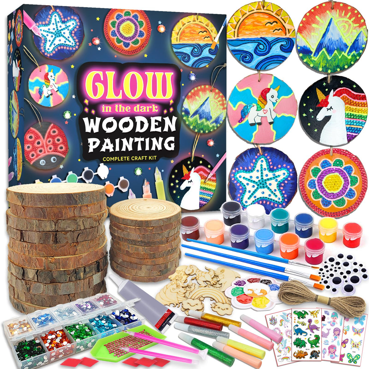 klmars Kids Wooden Painting Kit Glow in The Dark Arts Crafts - klmars Official Imagery - 1