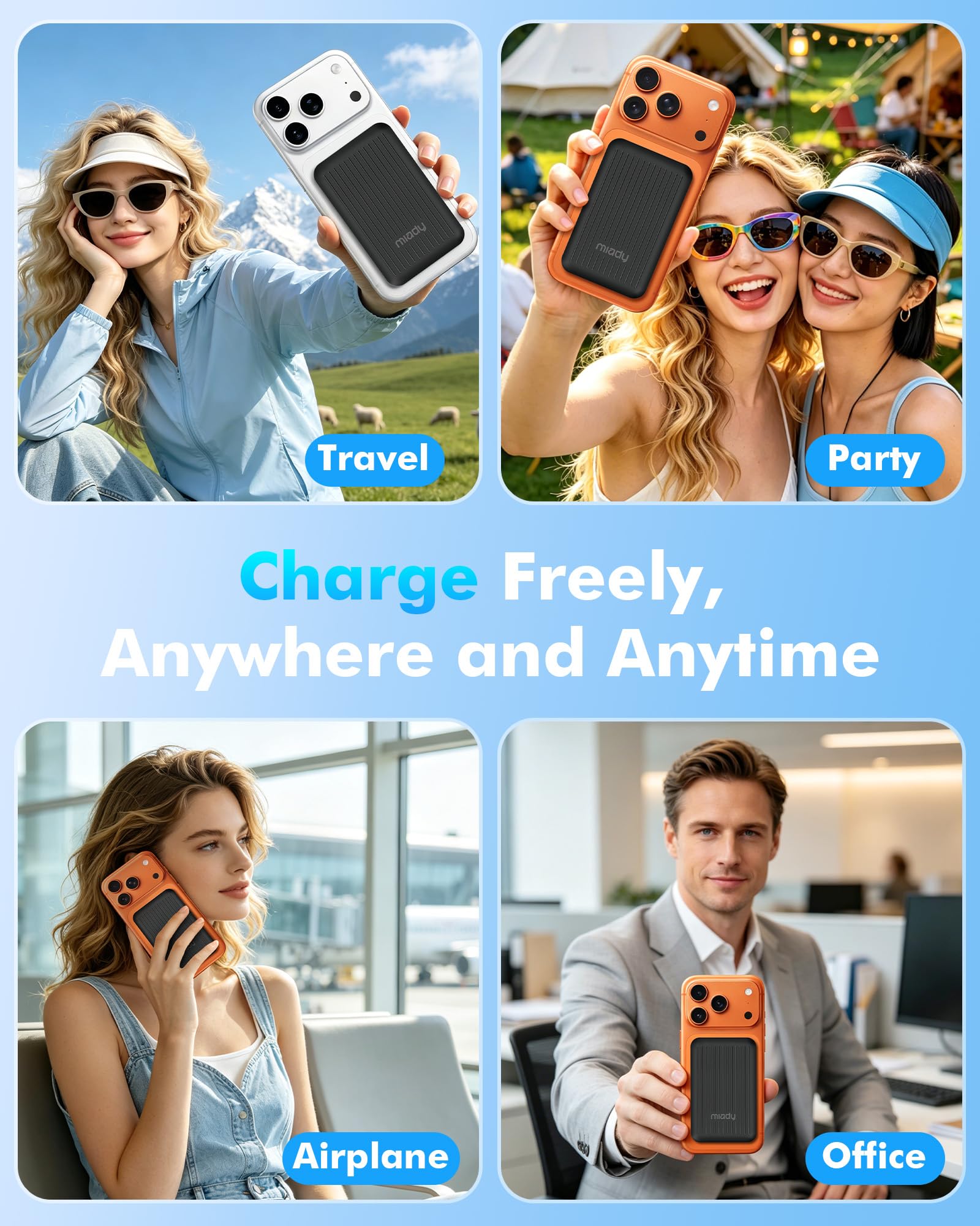 Miady Magnetic Portable Charger Power Bank for iPhone 5000mAh by Miady - Angle View 7