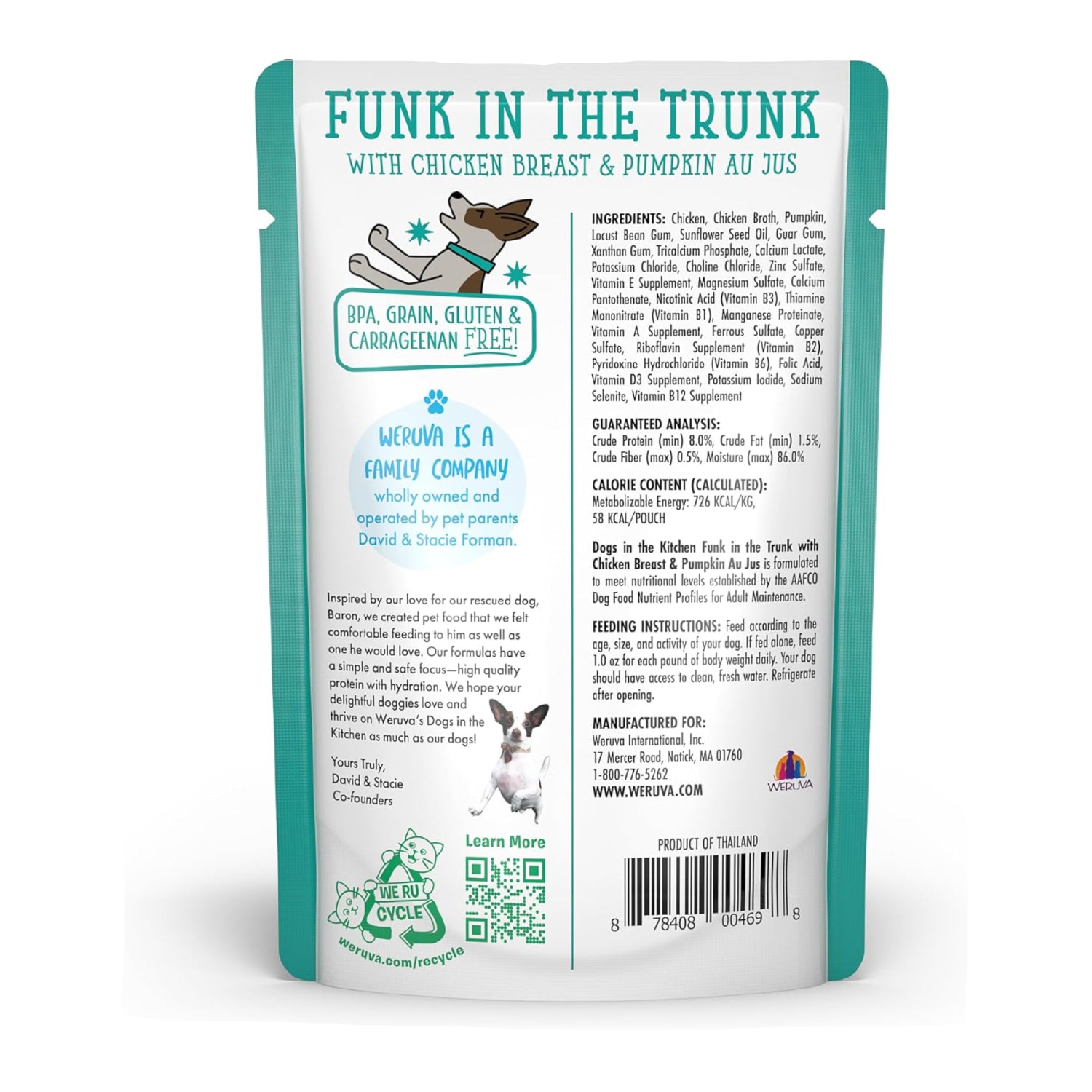 Weruva Dogs in The Kitchen Funk in The Trunk dog food with chicken breast and pumpkin in a bowl