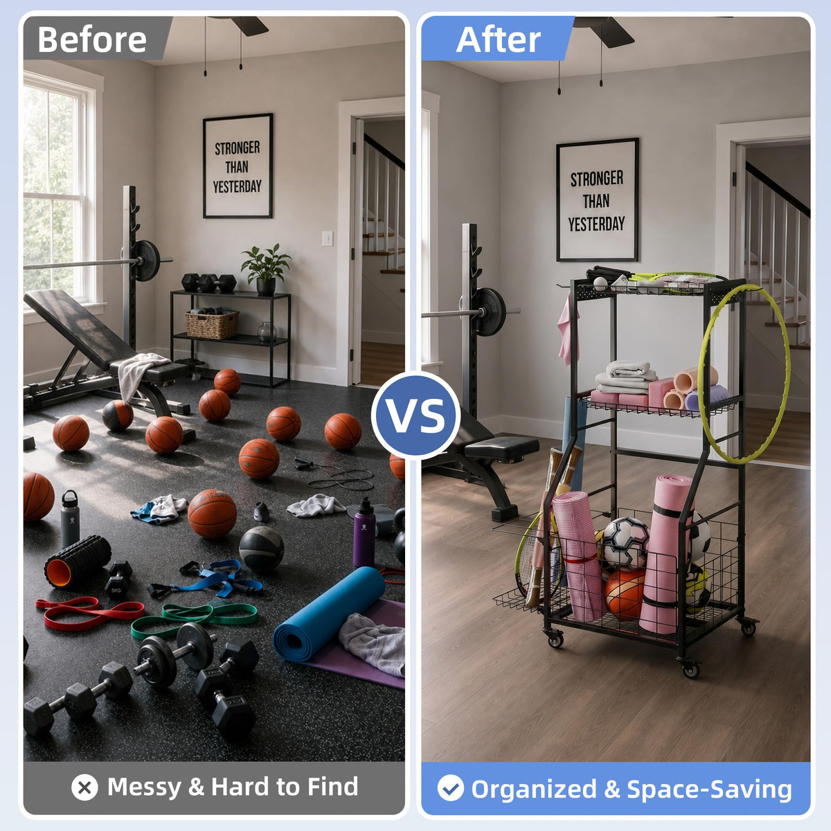 Garage Ball Storage Sports Equipment Organizer with Bat Rack - ClookRack Official Imagery - 3