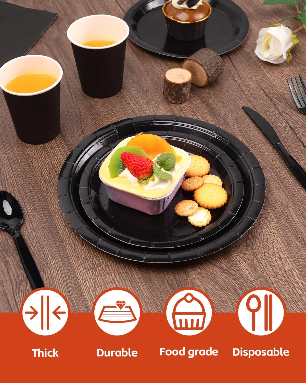 Black Party Supplies Set 224 Pcs - Lzerking Official Imagery - 6