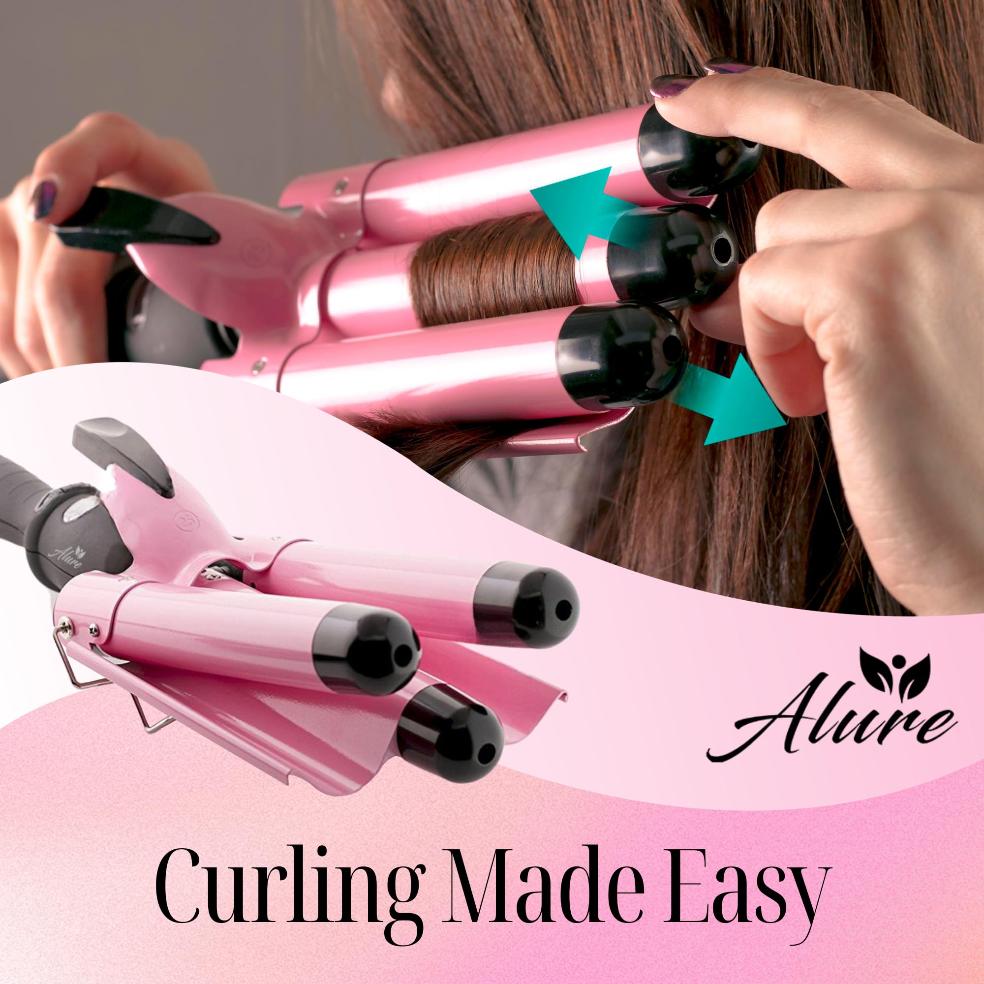 Alure Three Barrel Curling Iron Wand Hair Waver with LCD Temperature D - View 8