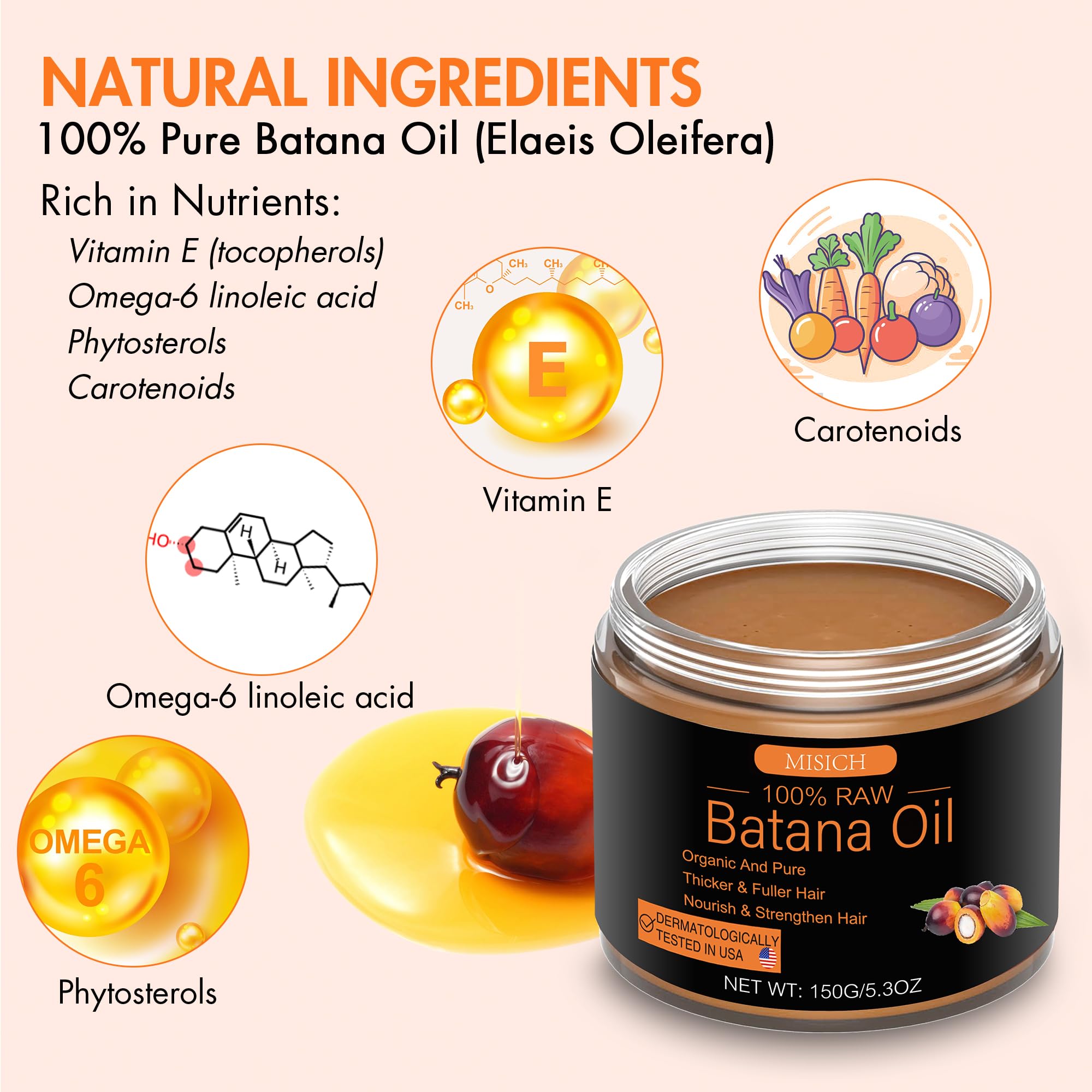 MISICH Raw Batana Oil for Hair Growth, 100% Natural Pure Botana Oil Paste from - MISICH Official Product View 6